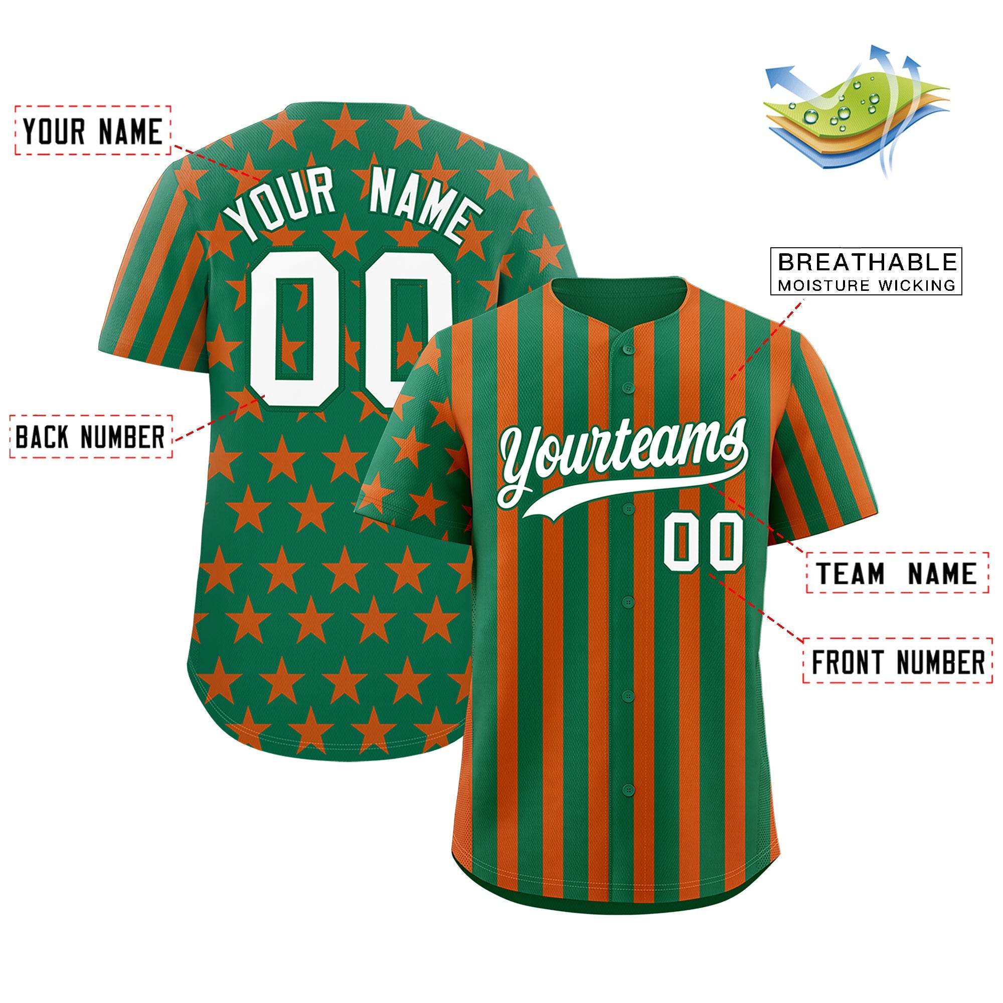 Benutzerdefiniertes Graffiti-Muster-Baseball-Trikot mit amerikanischer Flagge