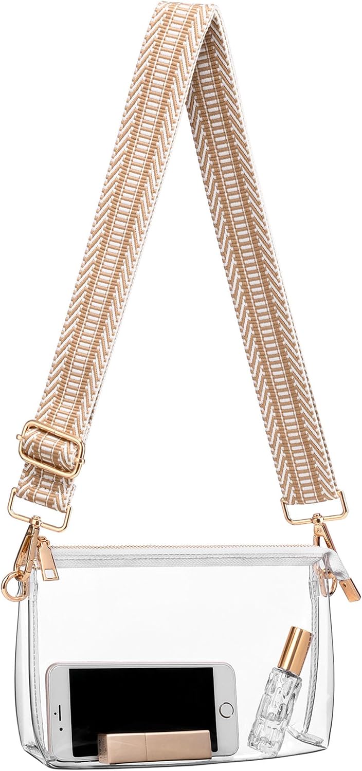 Women's Clear Stadium Crossbody Purse with Wide Strap