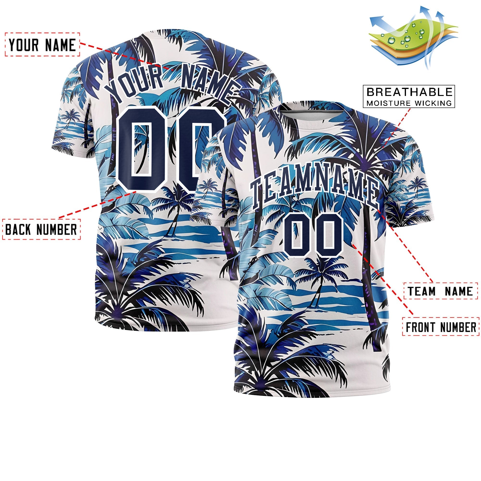 Benutzerdefiniertes T-Shirt im hawaiianischen Stil mit Graffiti-Muster