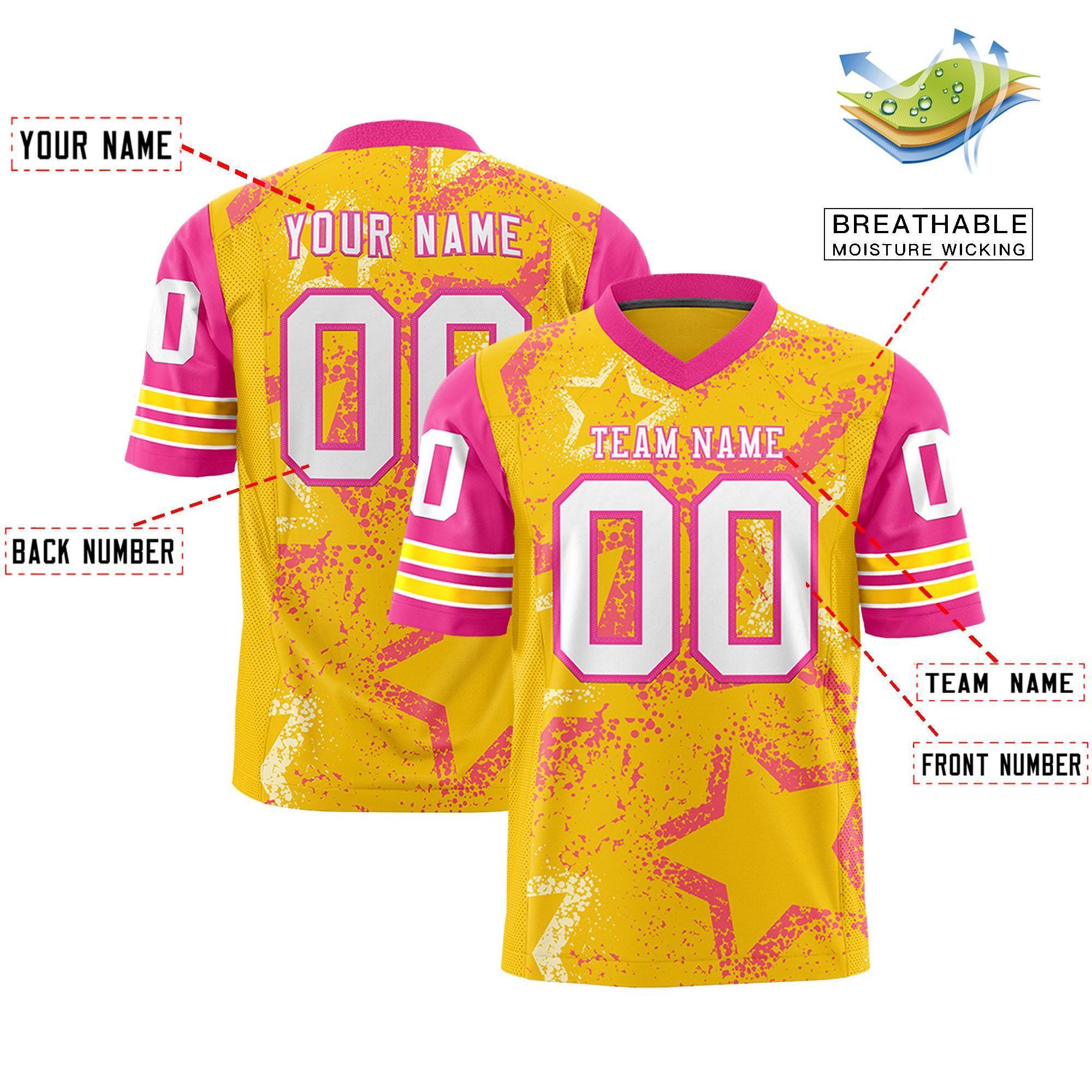 Individuell personalisiertes, authentisches Fußballtrikot mit Sternmuster-Design Individuell personalisiertes, authentisches Fußballtrikot mit Sternmuster-Design