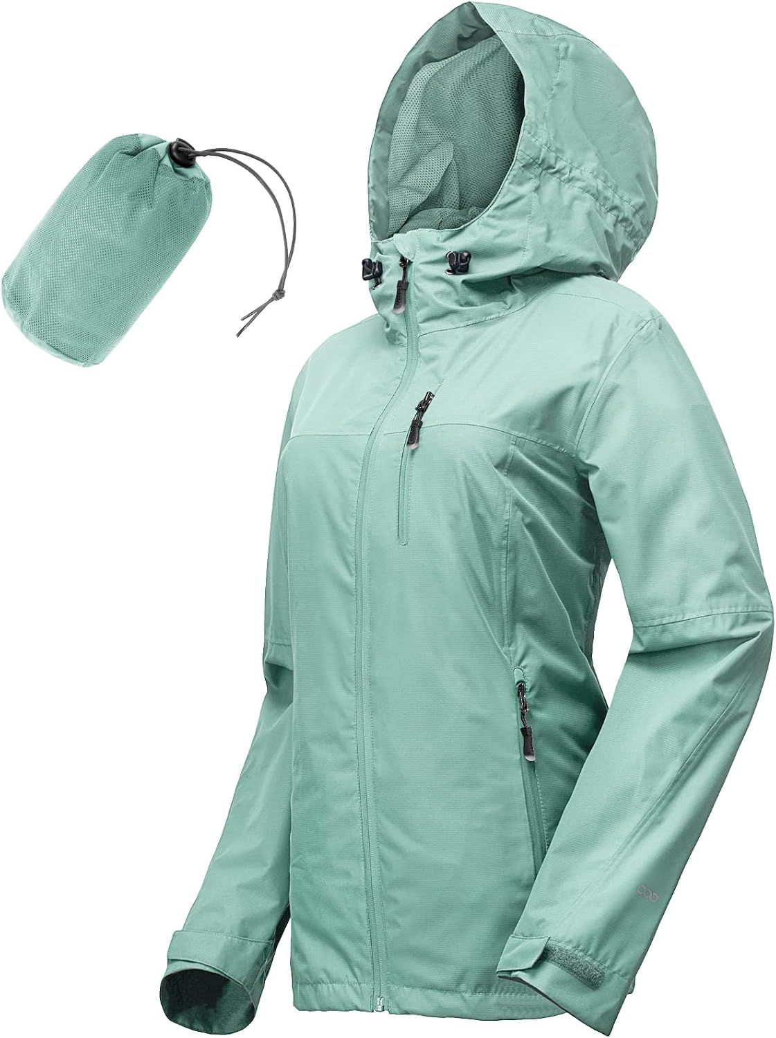 Women's Packable Rain Jacket Waterproof Hooded Sage Green