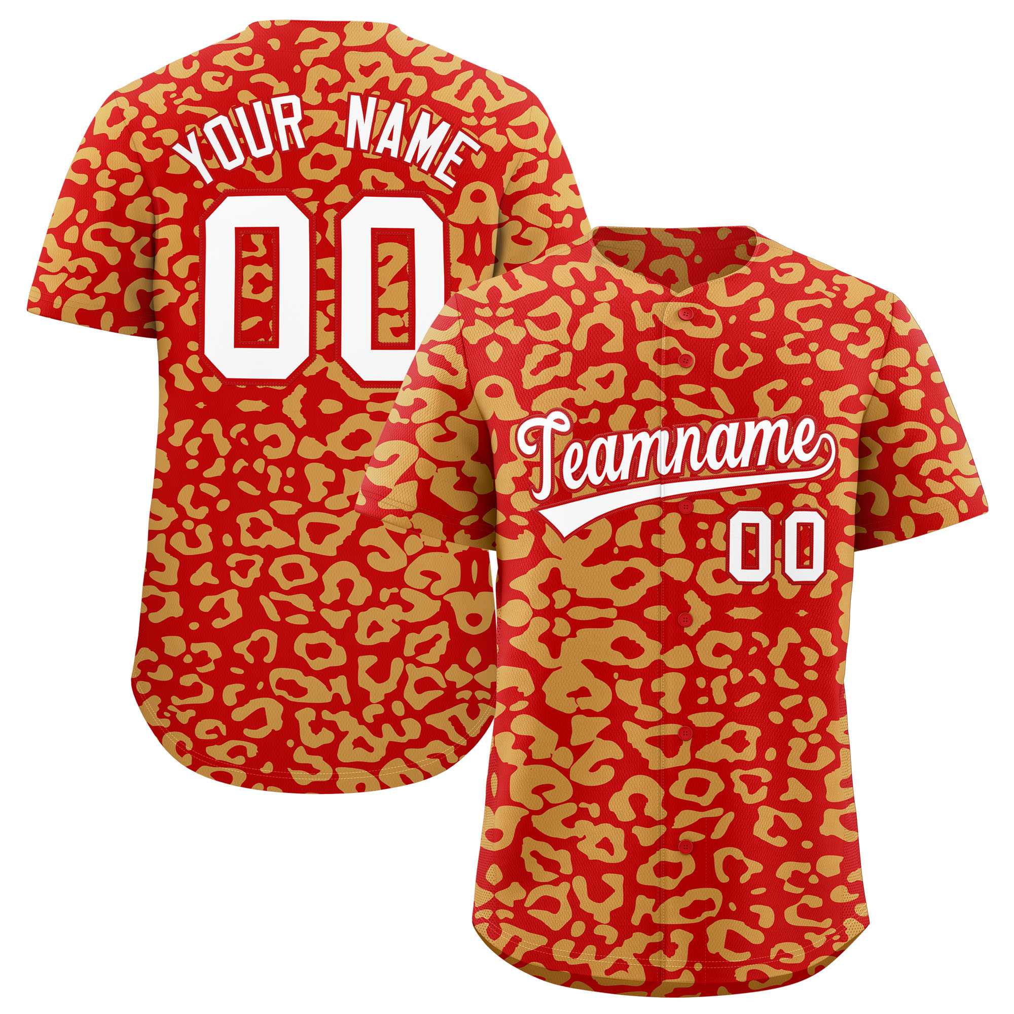 Authentisches Baseball-Trikot mit individuell gestaltetem Leopardenmuster
