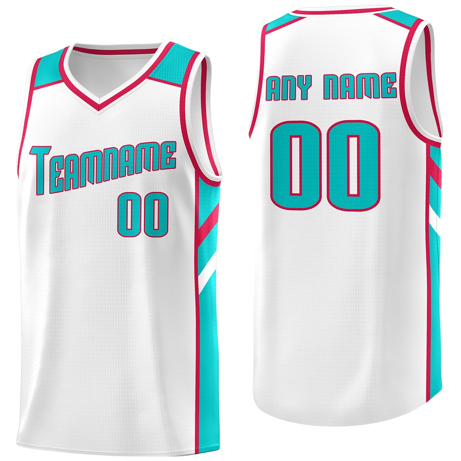 Individuelles atmungsaktives Basketballtrikot mit klassischem Oberteil in Weiß und Hellgrün