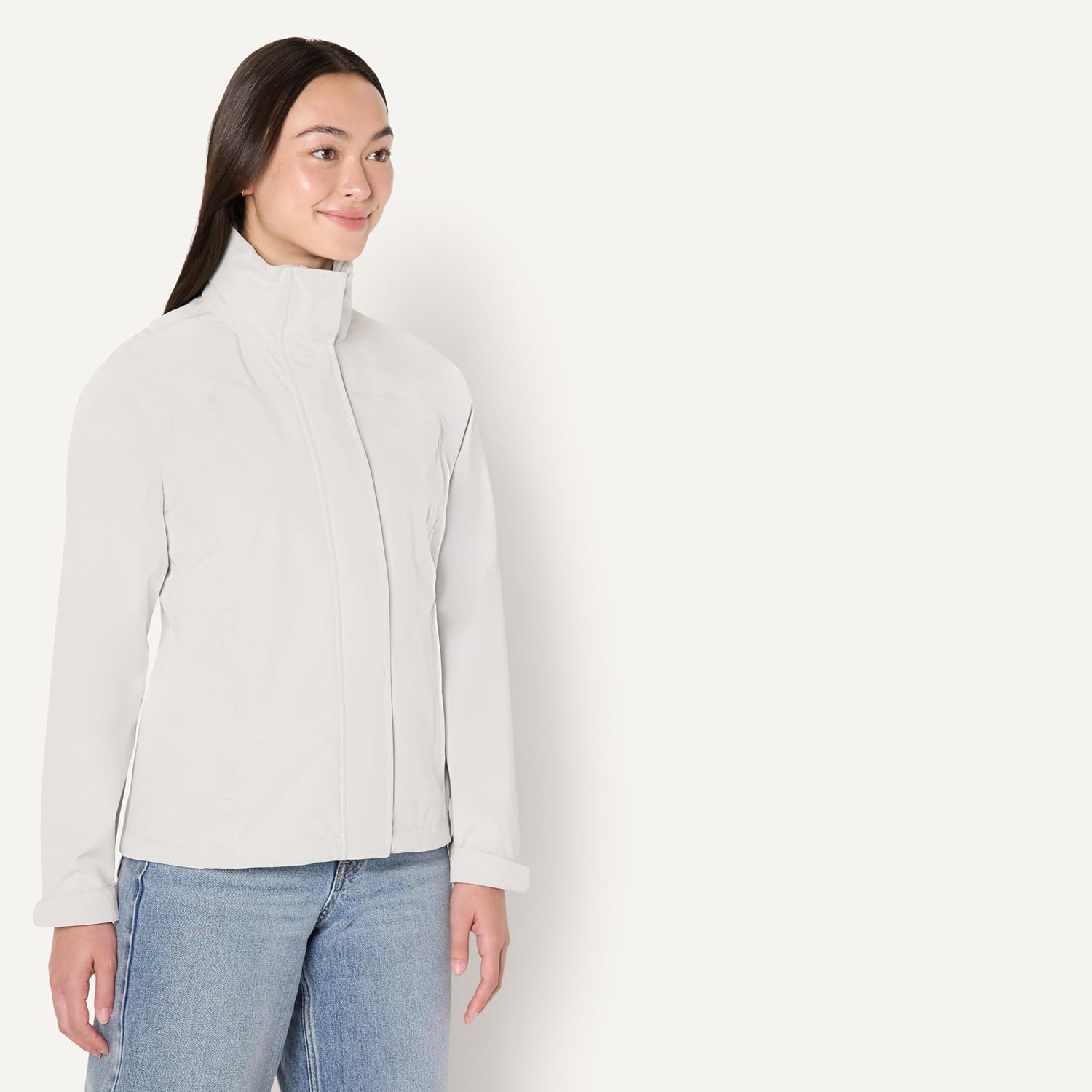 Women's Waterproof Hooded Rain Jacket Eggshell White