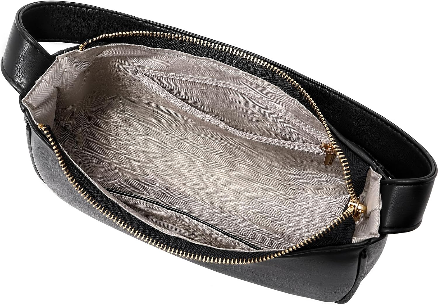 Women's Black PU Crescent Hobo Shoulder Bag