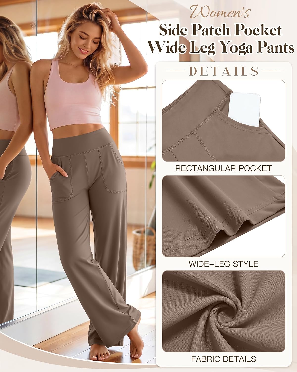 Women's Wide Leg Yoga Pants High Waist with Pockets