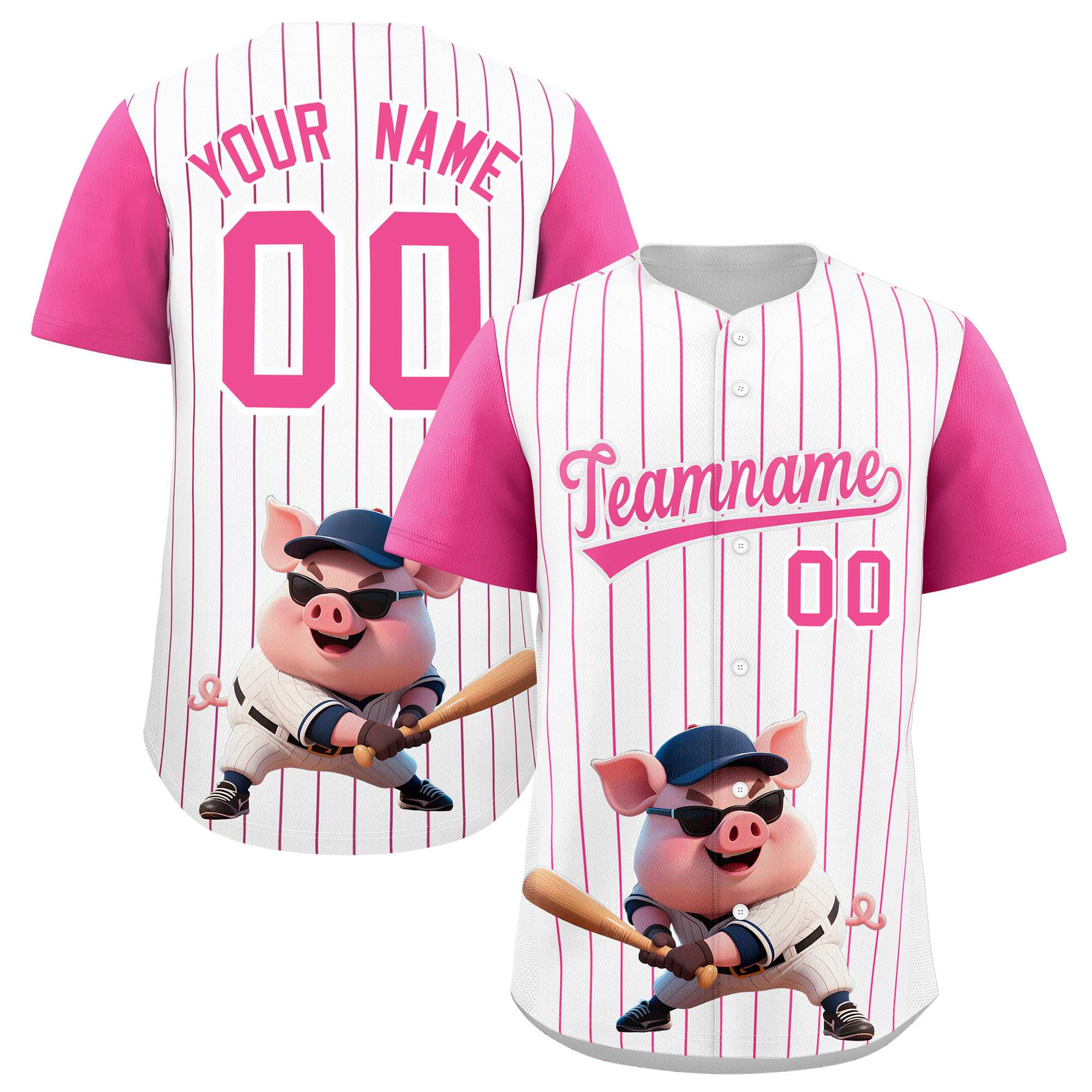Authentisches Baseball-Trikot mit individuellem Streifen-Tiere-Graffiti-Muster, Raglanärmeln Authentisches Baseball-Trikot mit individuellem Streifen-Tiere-Graffiti-Muster, Raglanärmeln