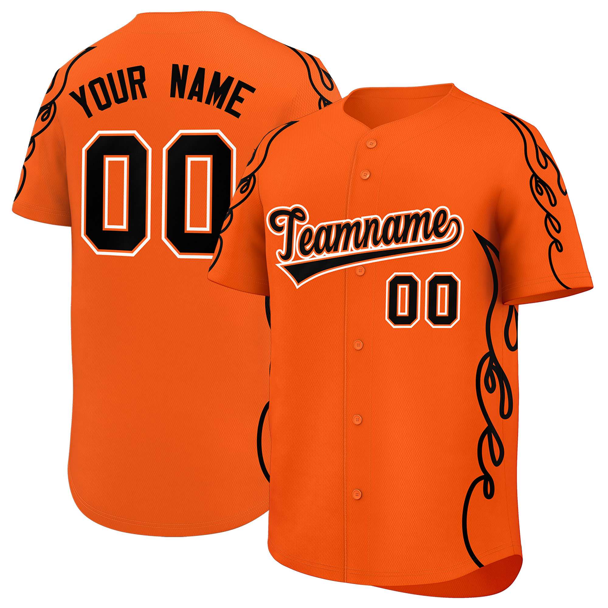 Benutzerdefiniertes Baseball-Trikot mit Seitenflammen-Umrissmuster für Sportuniformen