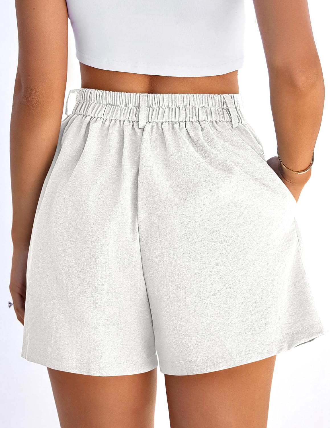 Womens Shorts Dressy High Waisted Wide Leg Trousers Soft Elastic Waist Zip Button Pleated Tailored Pockets Going out Workwear Summer Beach Vacation Clothes