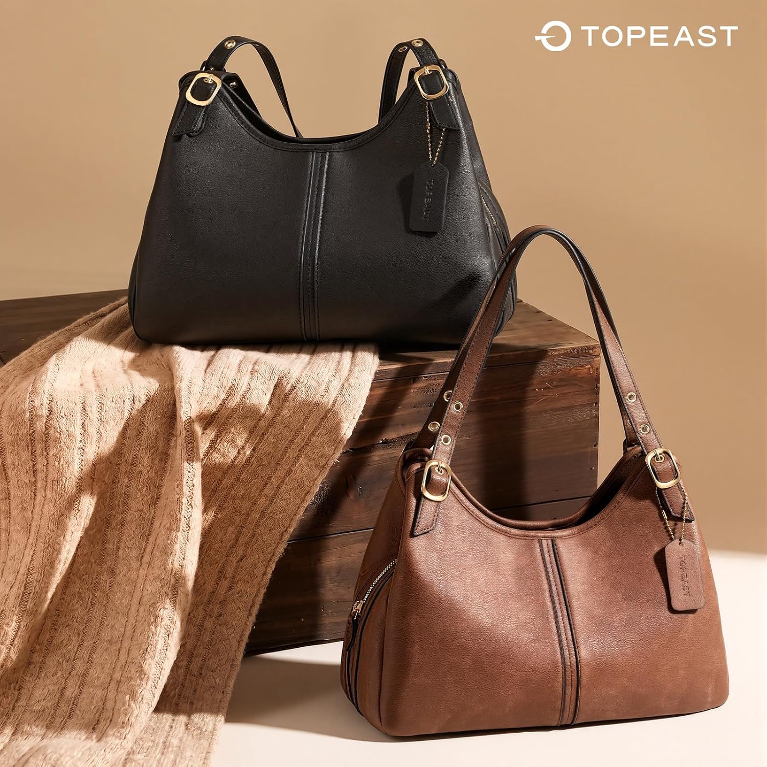Women's Soft Leather Hobo Tote Bag Black Women's Soft Leather Hobo Tote Bag Black