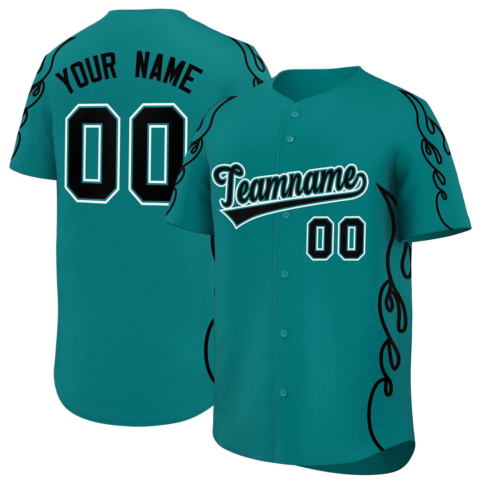 Benutzerdefiniertes Baseball-Trikot mit Seitenflammen-Umrissmuster für Sportuniformen