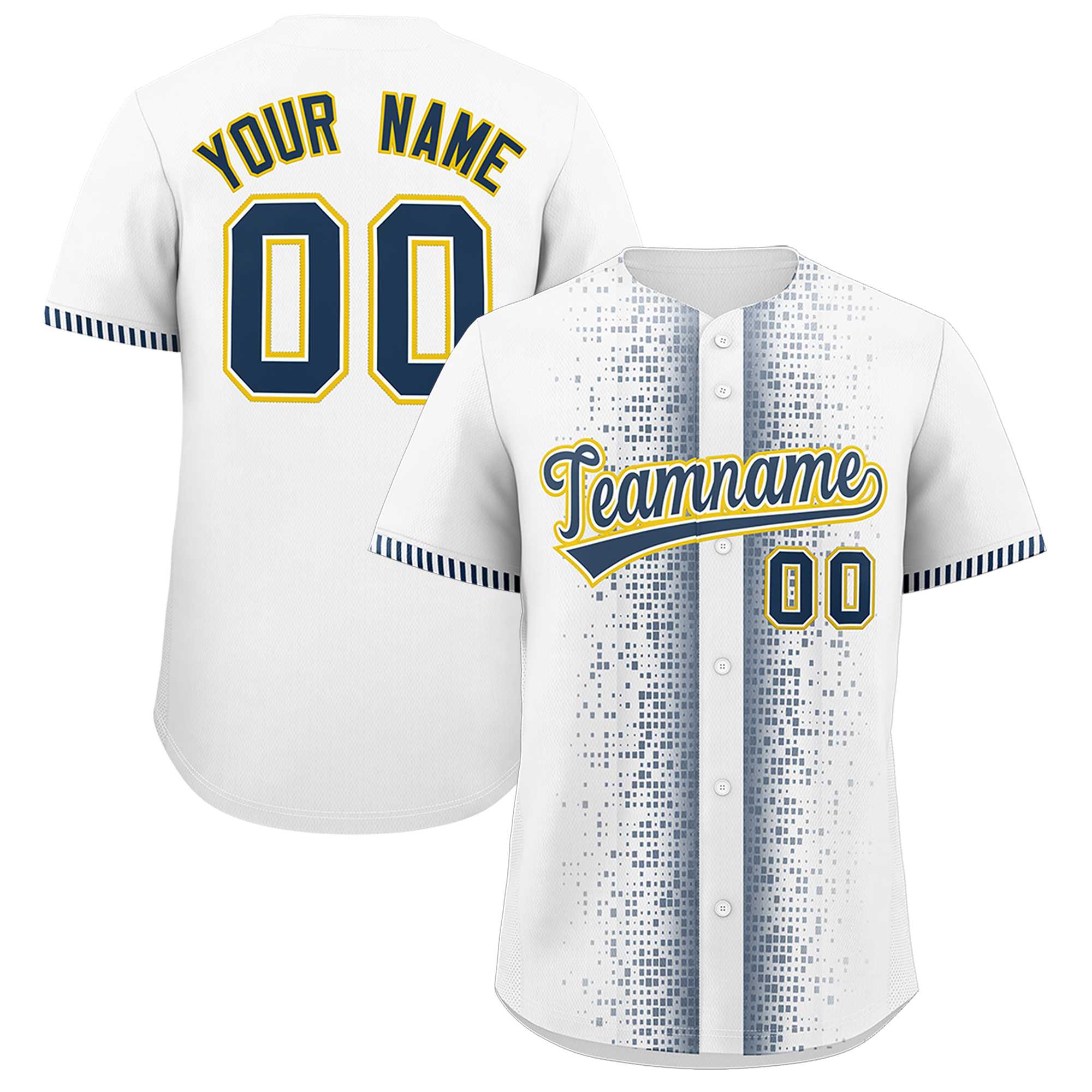 Benutzerdefiniertes, mitternachtsblaues, personalisiertes authentisches Baseball-Trikot mit phonetischem Rhythmus