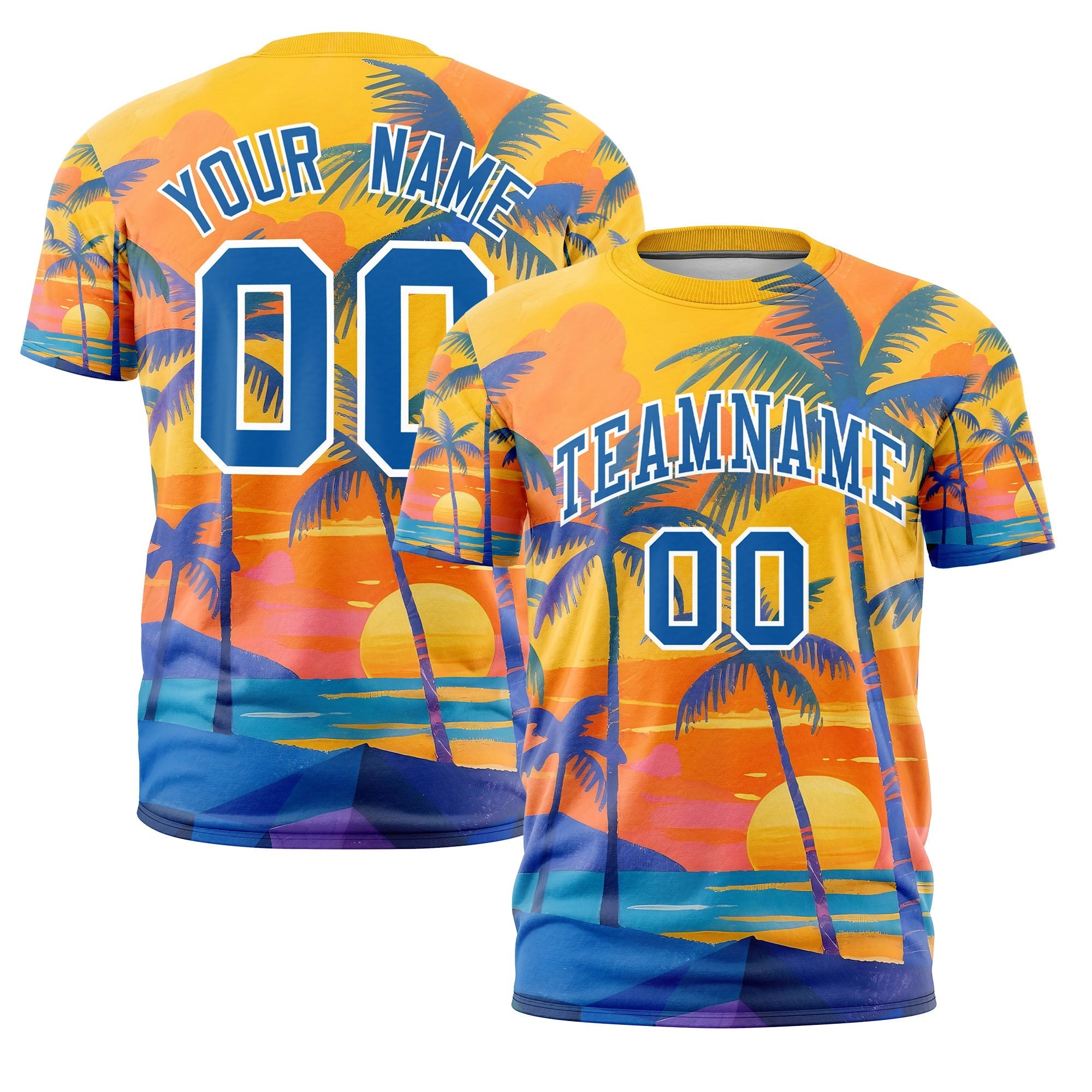 Benutzerdefiniertes T-Shirt im hawaiianischen Stil mit Graffiti-Muster