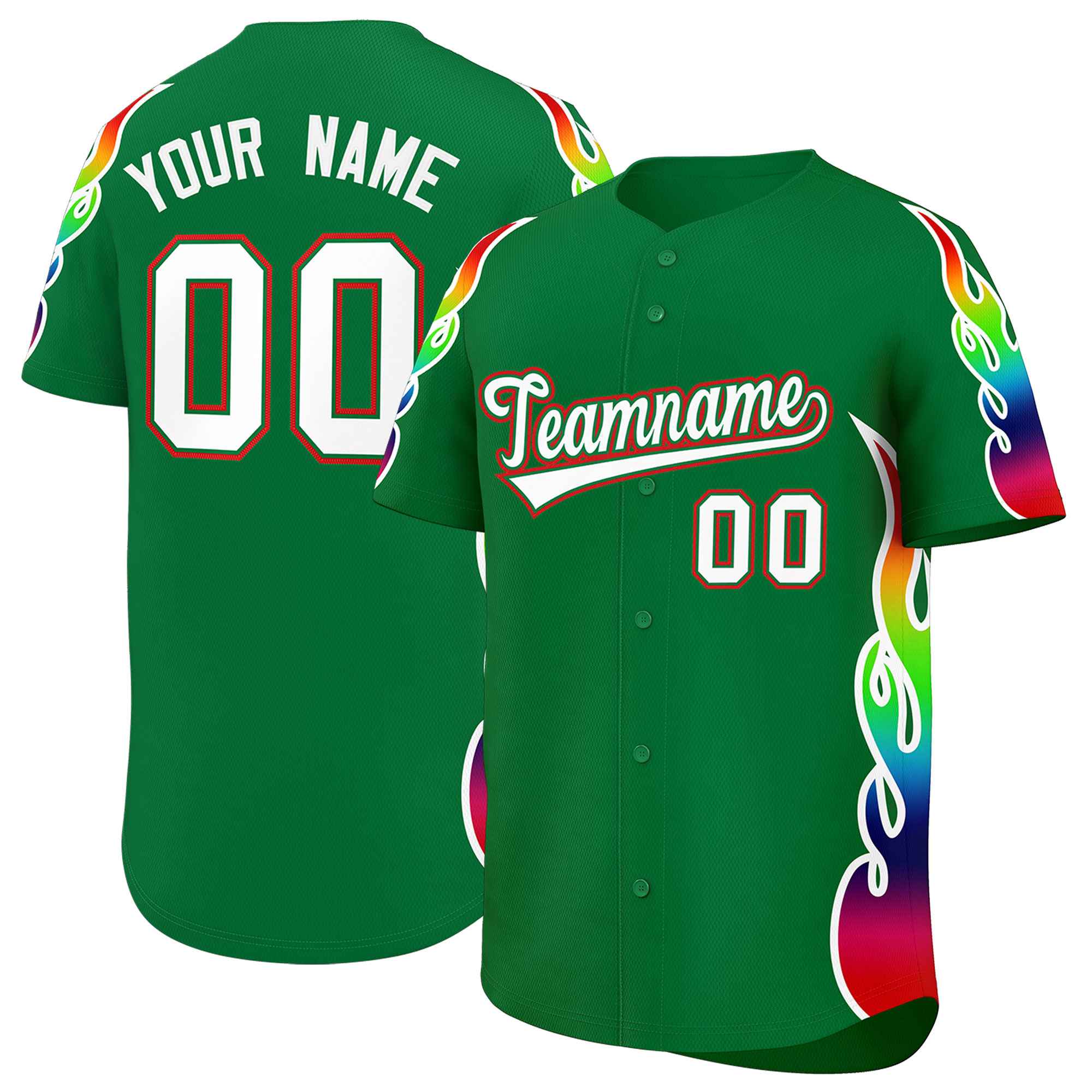 Benutzerdefiniertes Graffiti-Muster, personalisierter mehrfarbiger Flammendruck, authentisches Baseball-Trikot
