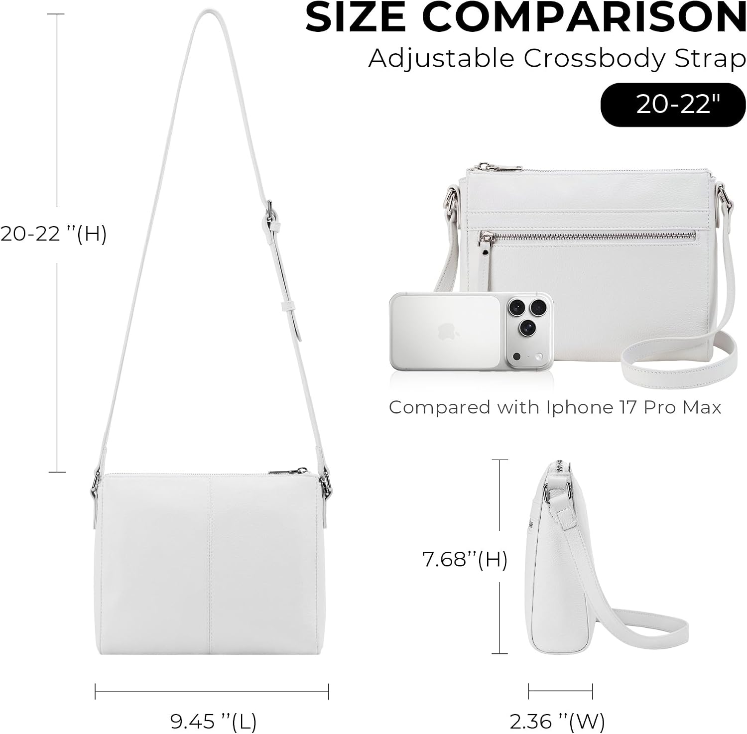 Women's Genuine Leather Crossbody Purse with RFID Wallet