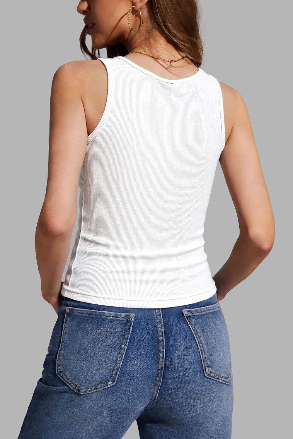 Women's Ribbed Crew Neck Slim Tank Top 3 Pack