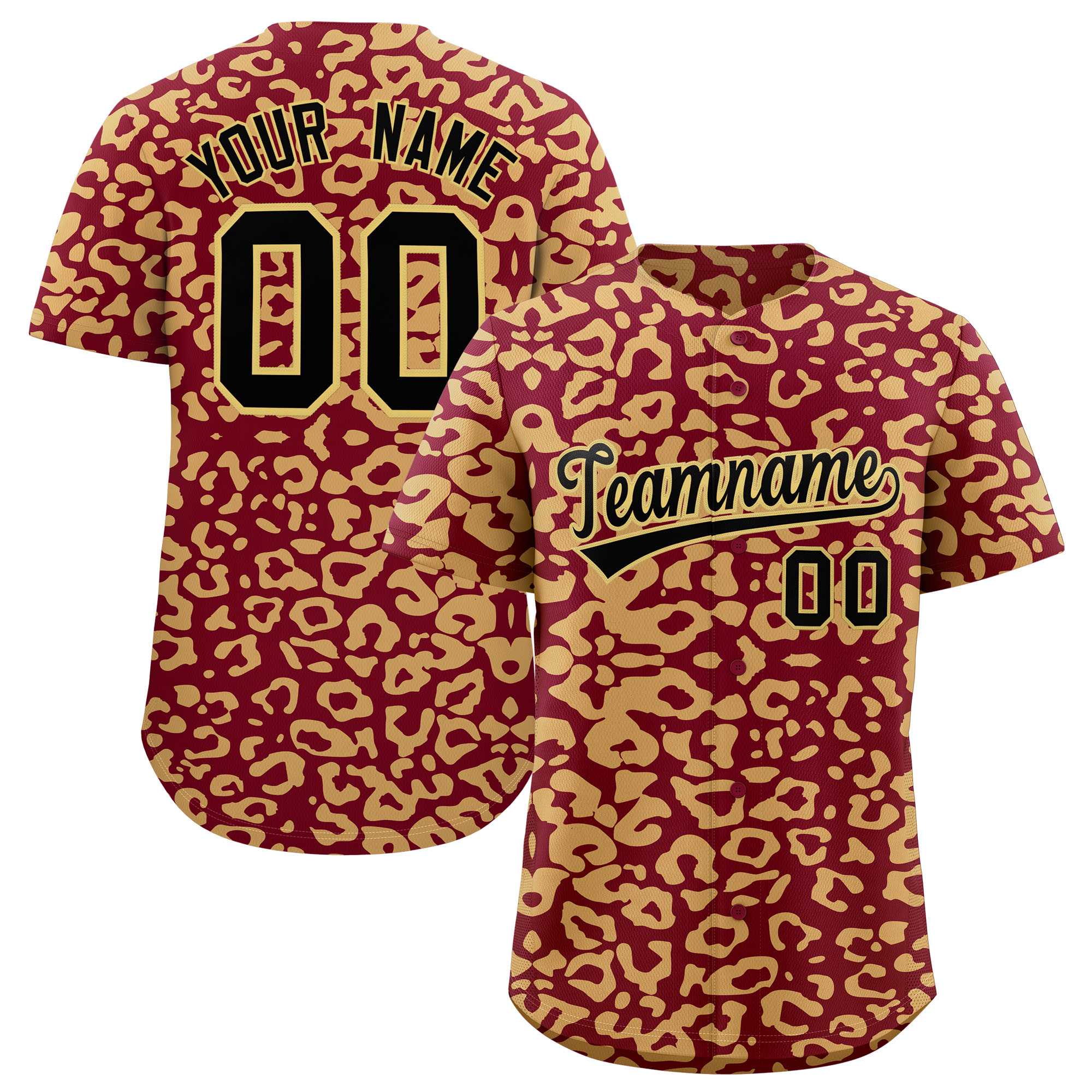 Authentisches Baseball-Trikot mit individuell gestaltetem Leopardenmuster