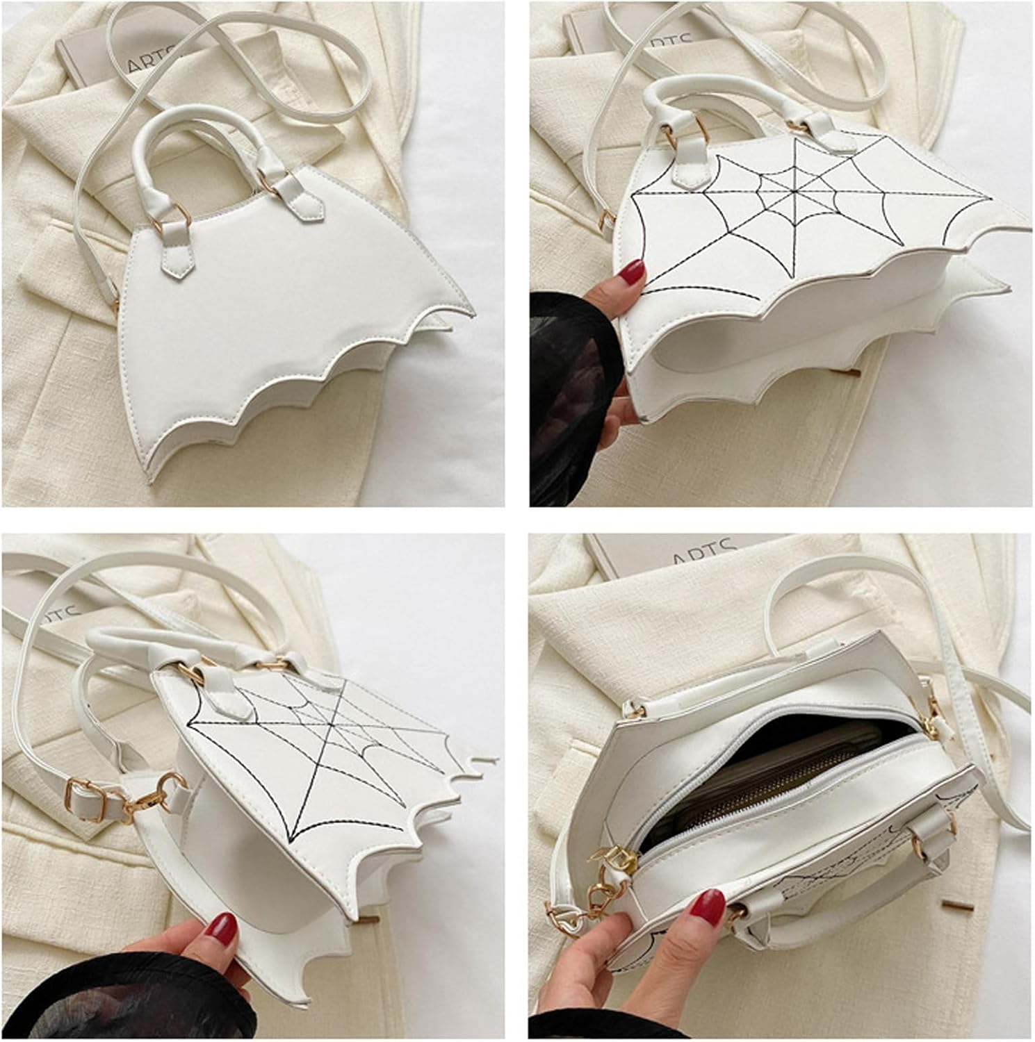 Women's Spiderweb Bat Wing Shoulder Bag Halloween Purse Women's Spiderweb Bat Wing Shoulder Bag Halloween Purse