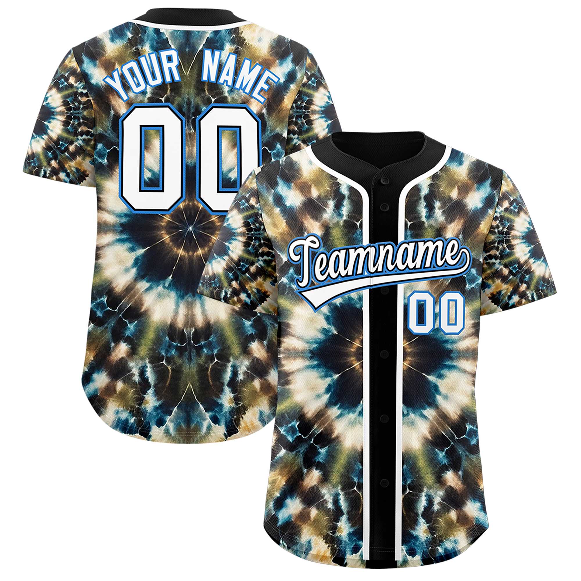 Authentisches Baseball-Trikot mit individuellem Tie-Dye-Graffiti-Muster Authentisches Baseball-Trikot mit individuellem Tie-Dye-Graffiti-Muster