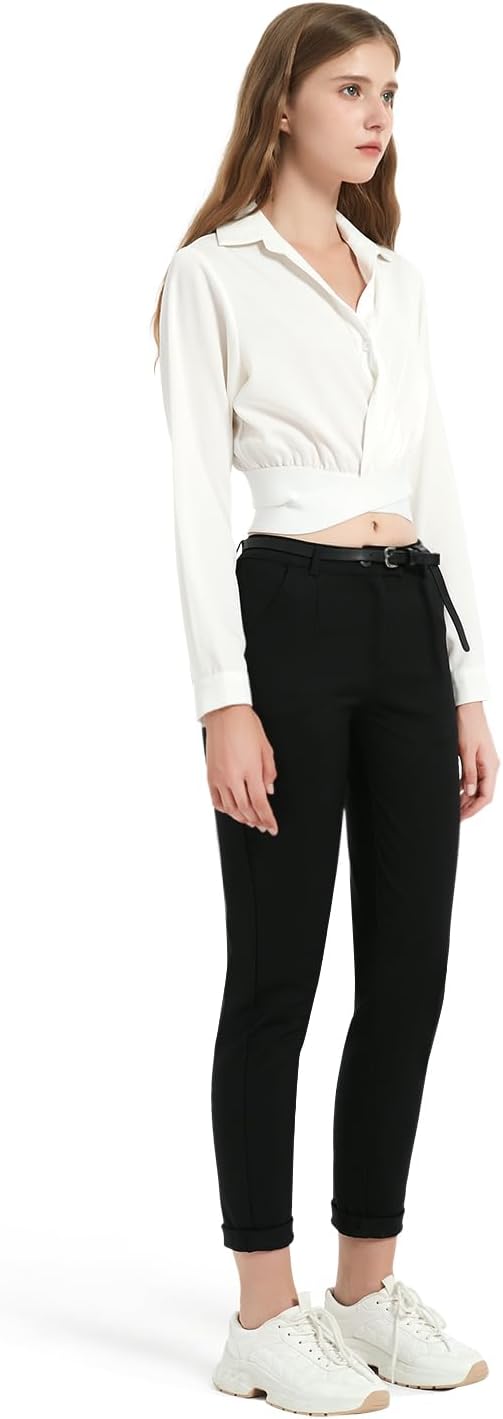 Womens Dress Pants High Waisted Straight Leg Cotton Business Casual Office Work Slacks for Women