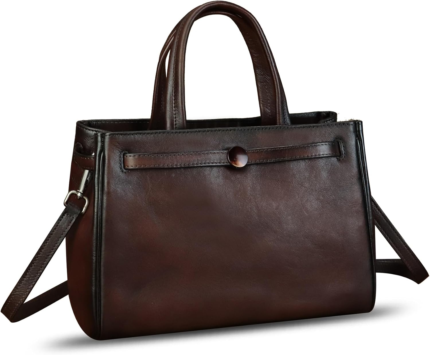 Women's Vintage Genuine Leather Top Handle Satchel Brown Women's Vintage Genuine Leather Top Handle Satchel Brown