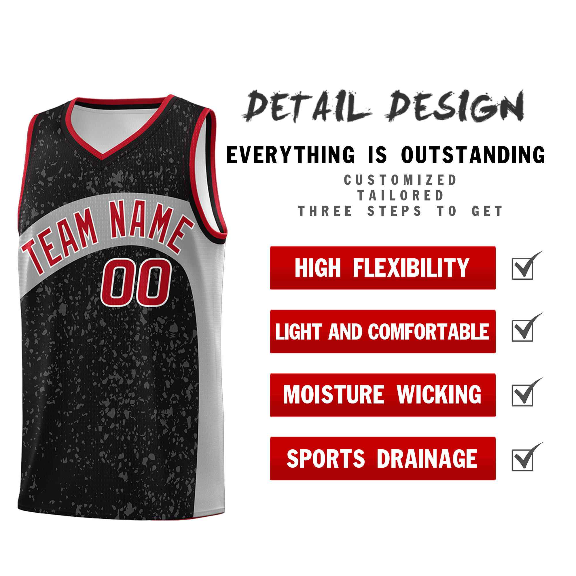 Benutzerdefiniertes Punkt-Graffiti-Muster, unregelmäßige Teamnamen, Sportuniform-Basketballtrikot