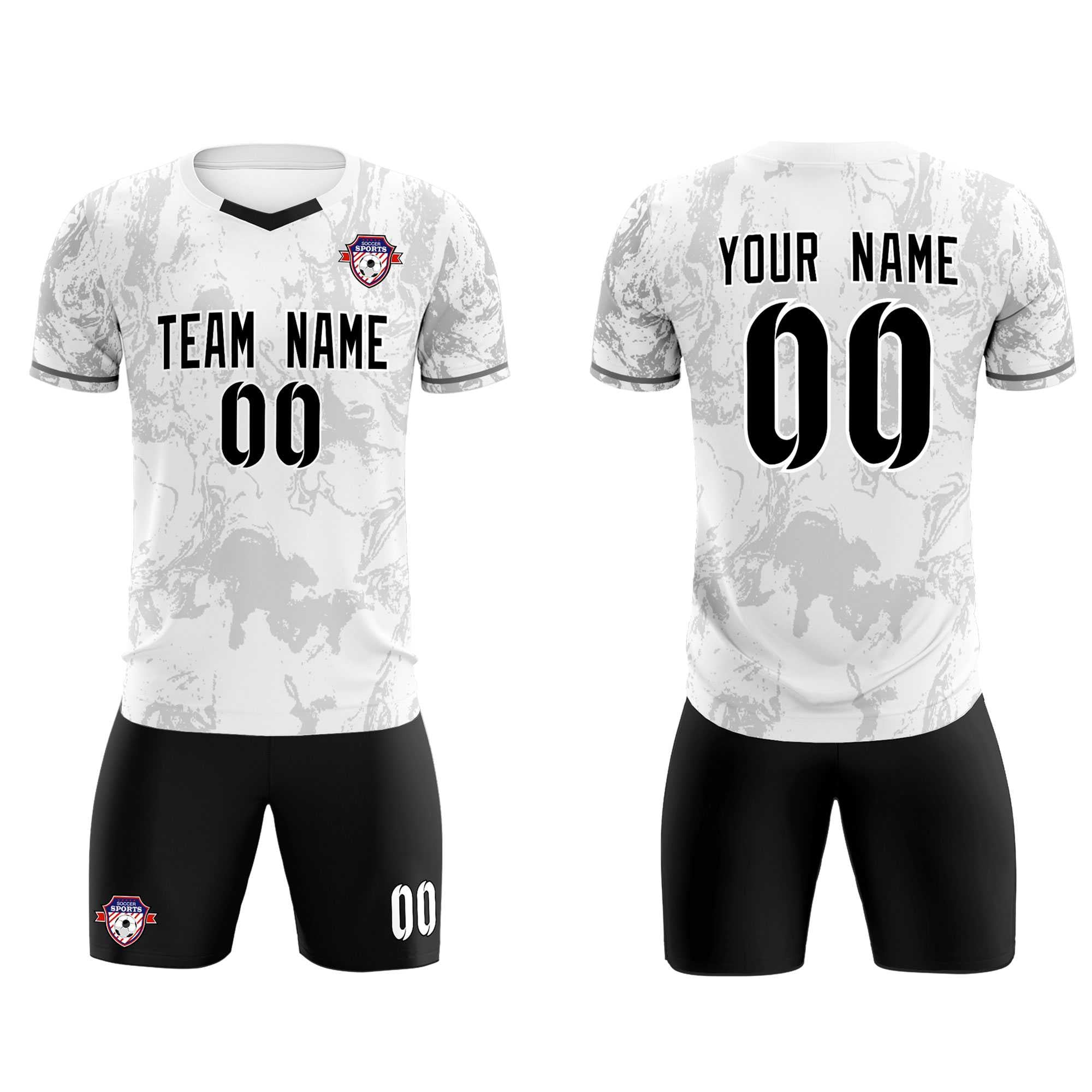 Benutzerdefinierte weiße klassische Graffiti-Muster Sportbekleidung Fußball Tops Sets Jersey Benutzerdefinierte weiße klassische Graffiti-Muster Sportbekleidung Fußball Tops Sets Jersey