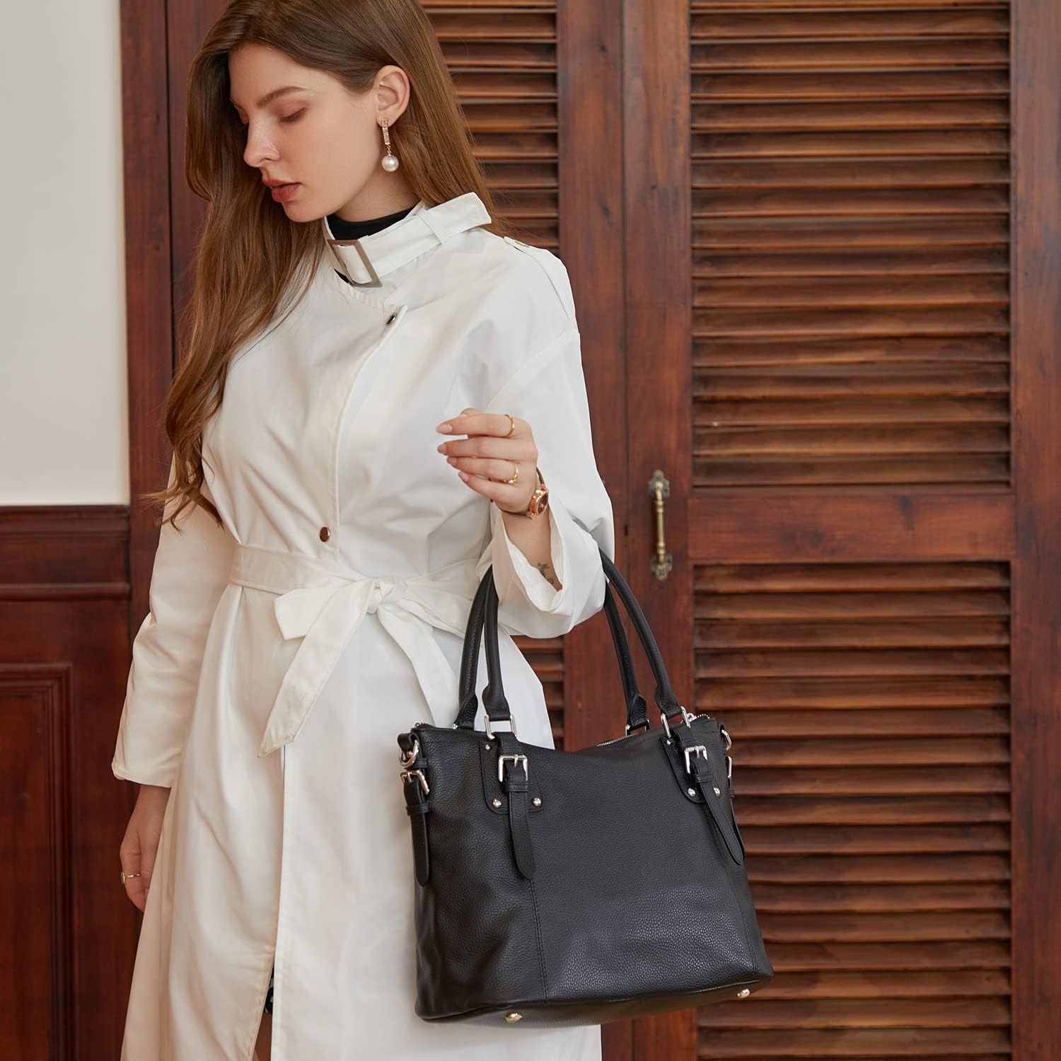 Women's Canvas Tote Bag Black Oversized