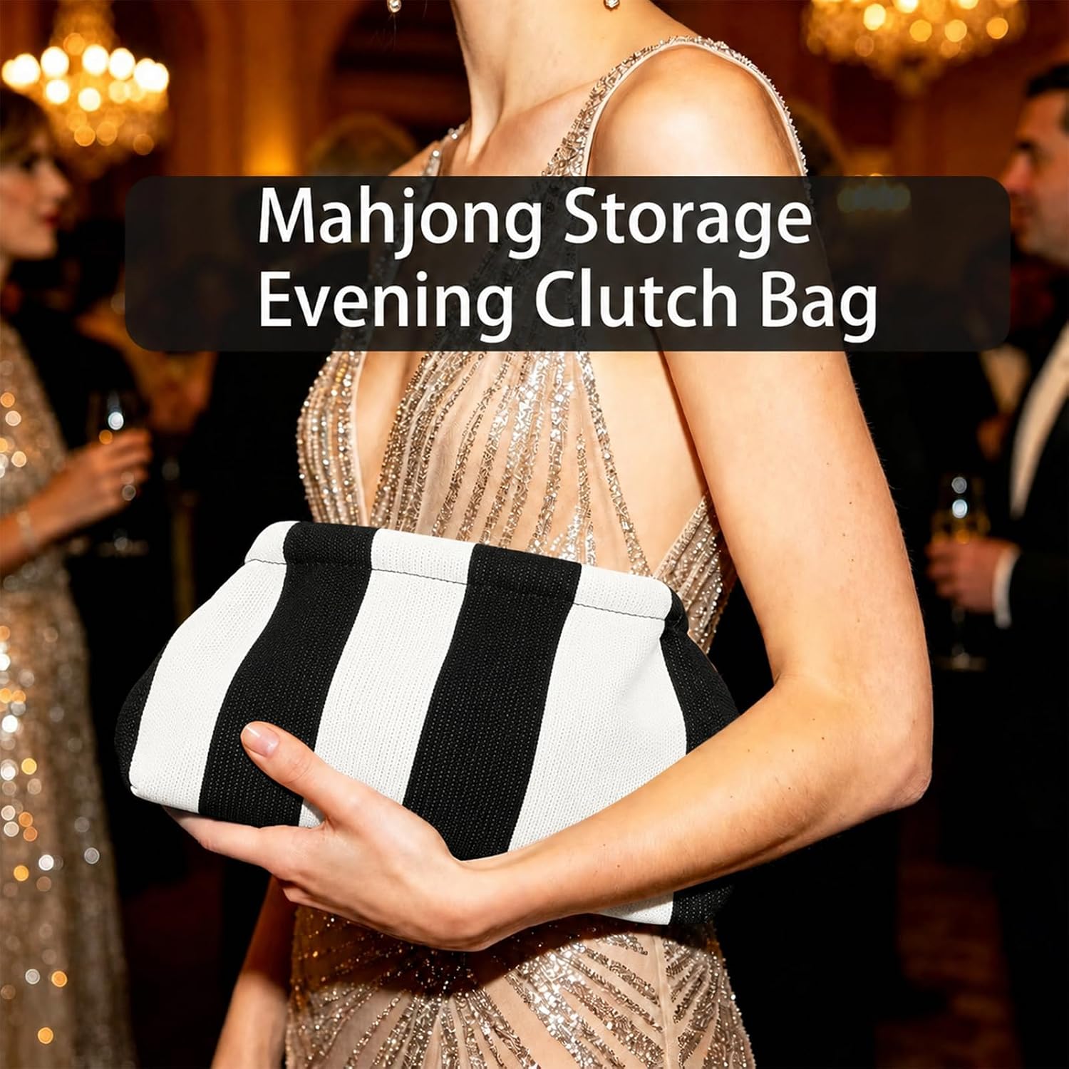 Women's Knit Clutch Purse Striped Dumpling Evening Pouch Women's Knit Clutch Purse Striped Dumpling Evening Pouch