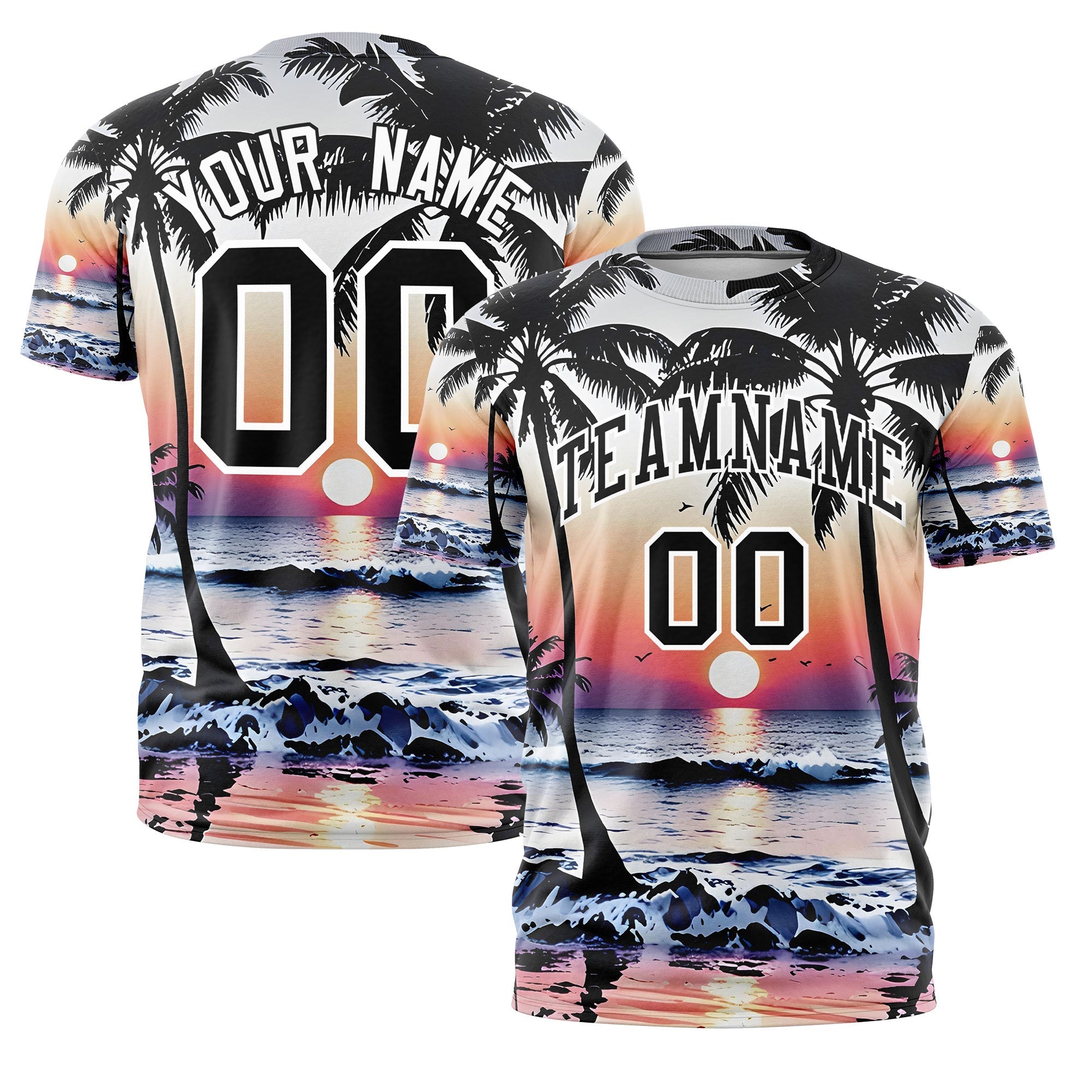 Benutzerdefiniertes T-Shirt im hawaiianischen Stil mit Graffiti-Muster