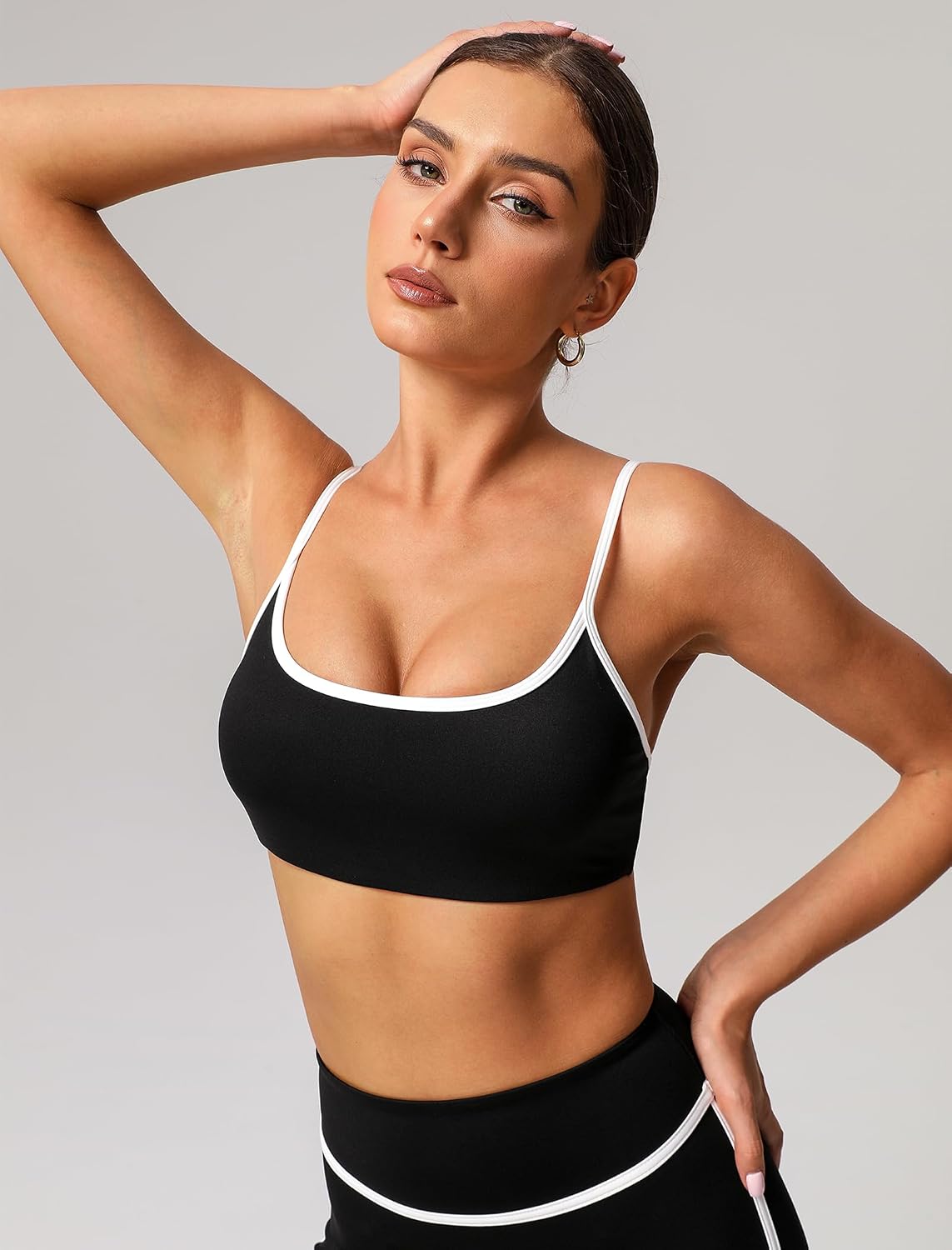 Women's Matching 2 Piece Workout Sets Pilates Yoga Sets Butt Lifting Leggings Color Block Sports Bra Athletic Gym Outfits