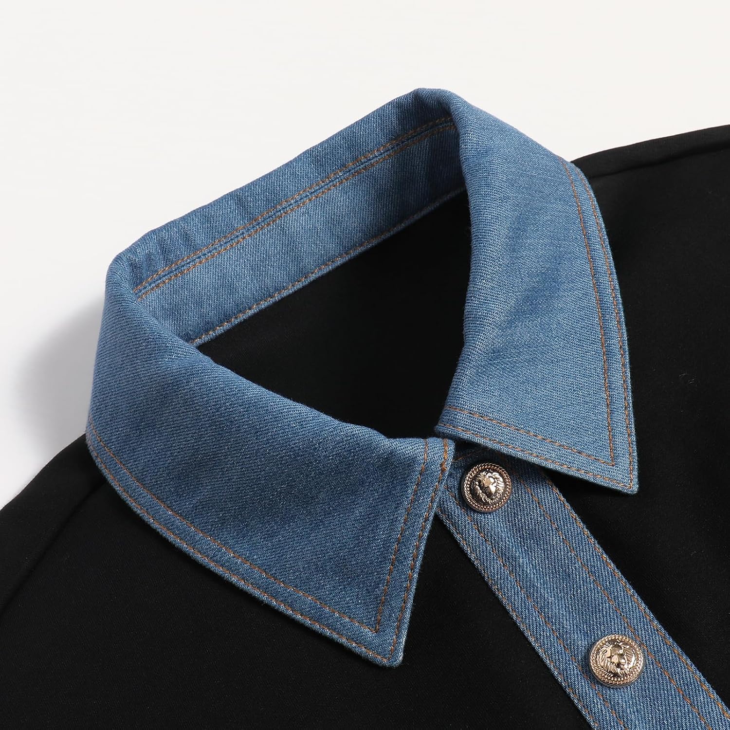 Women's Denim Patchwork Knit Cardigan Bell Sleeve Women's Denim Patchwork Knit Cardigan Bell Sleeve