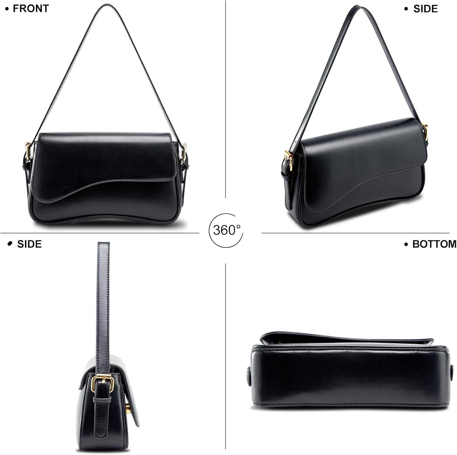 Women's Soft PU Leather Shoulder Bag Wavy Flap Purse