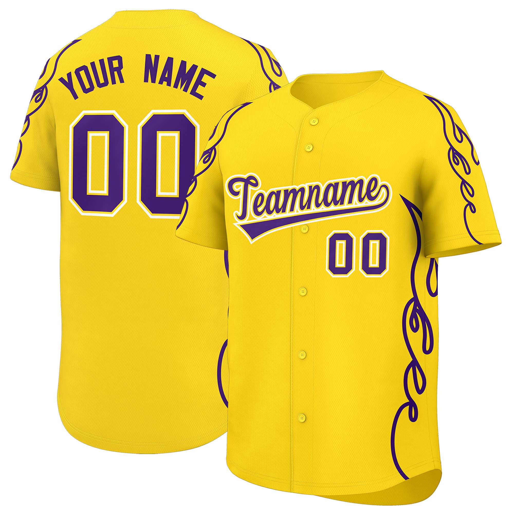 Benutzerdefiniertes Baseball-Trikot mit Seitenflammen-Umrissmuster für Sportuniformen