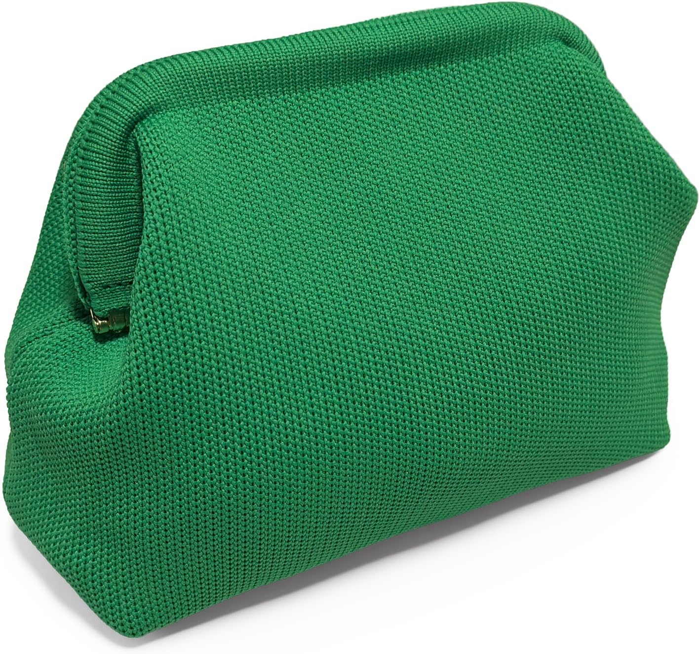 Women's Crochet Clutch Purse Knit Wide Mouth Pouch Green