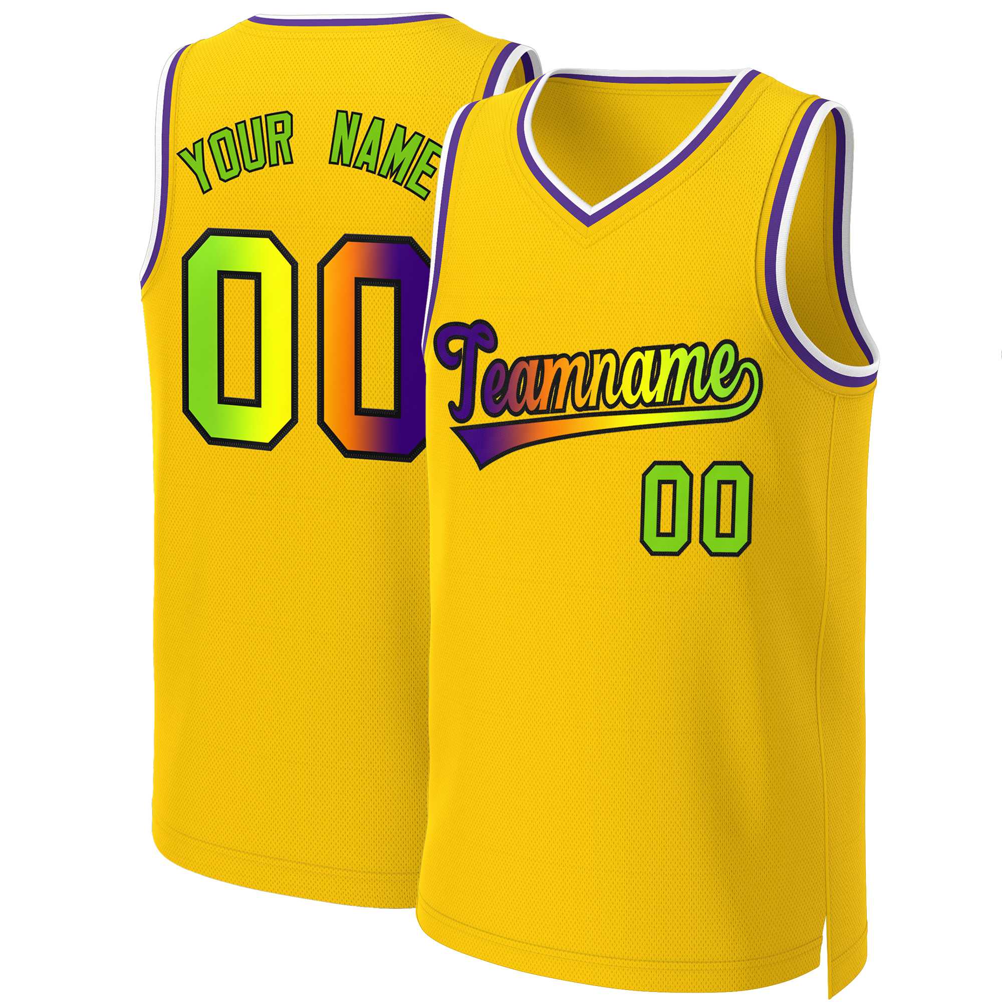 Benutzerdefiniertes Basketballtrikot mit klassischem Farbverlauf und modischen Oberteilen