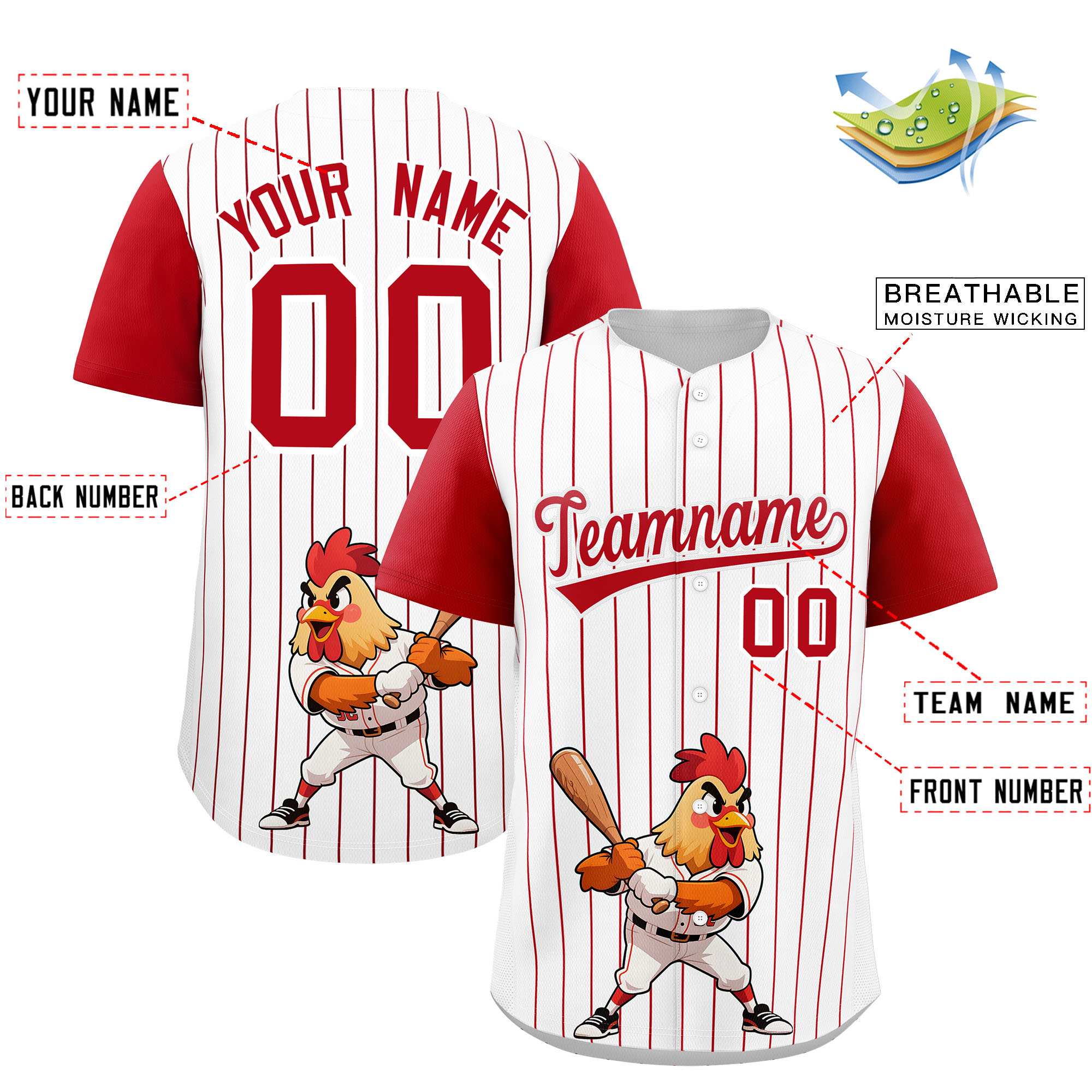 Authentisches Baseball-Trikot mit individuellem Streifen-Tiere-Graffiti-Muster, Raglanärmeln Authentisches Baseball-Trikot mit individuellem Streifen-Tiere-Graffiti-Muster, Raglanärmeln