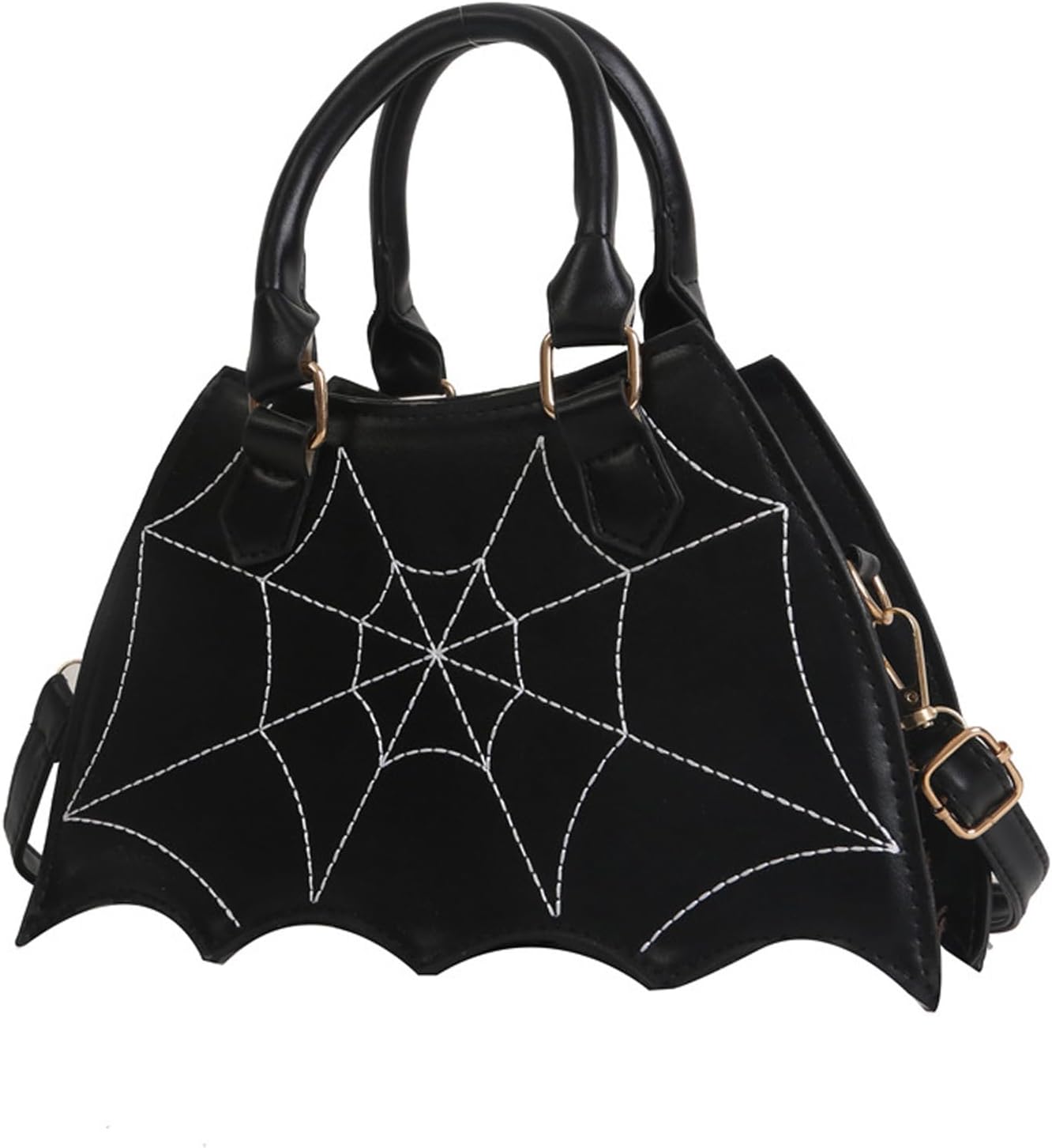 Halloween Crossbody Bag for Women Girls Novelty Gothic Purse with Spider Web Cute Spooky Season Shoulder Tote Bag
