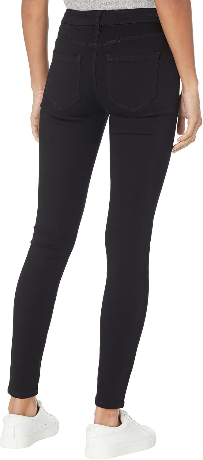 Women's Mid Rise Skinny Jeans Black Stretch Denim