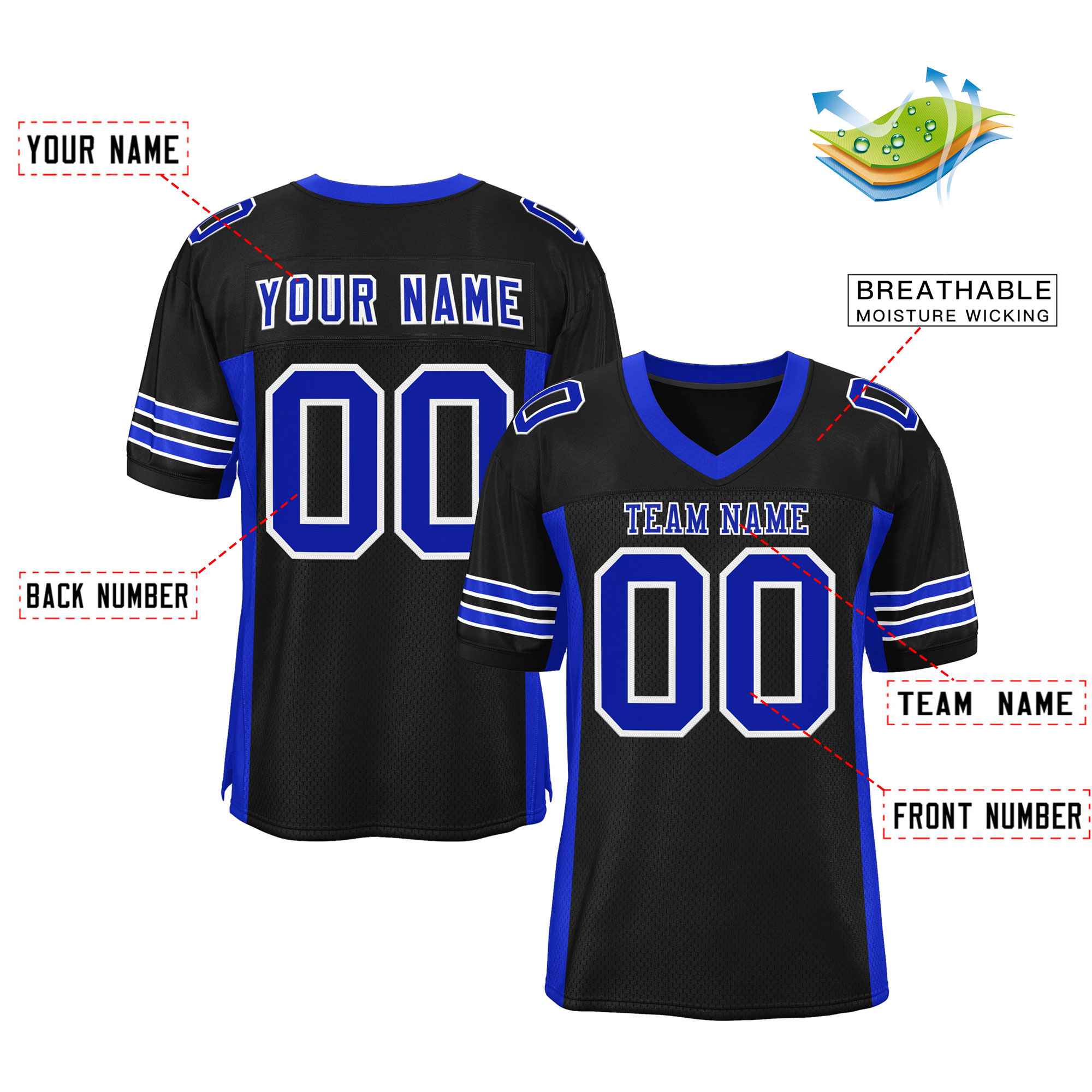 Authentisches Mesh-Fußballtrikot mit individuellem Einsatz und Farbdesign