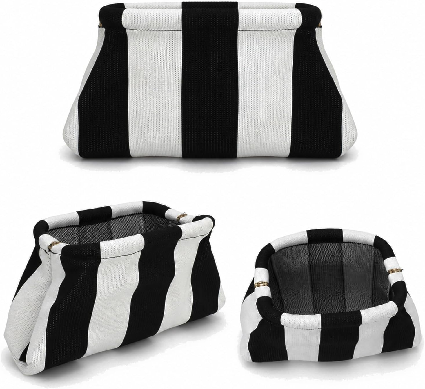 Women's Knit Clutch Purse Striped Dumpling Evening Pouch