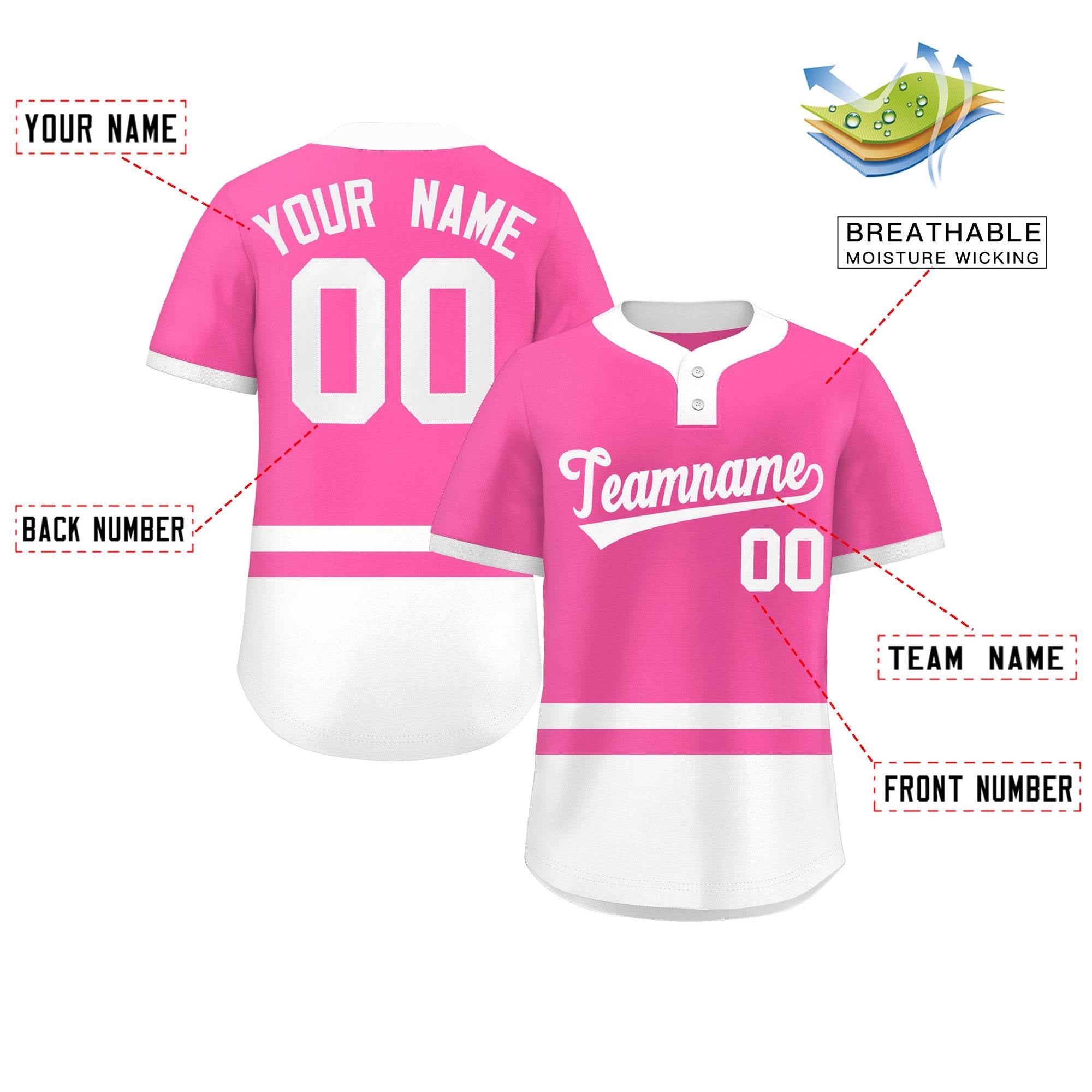 Custom Color Block Personalized Authentic Two-Button Softball Jersey