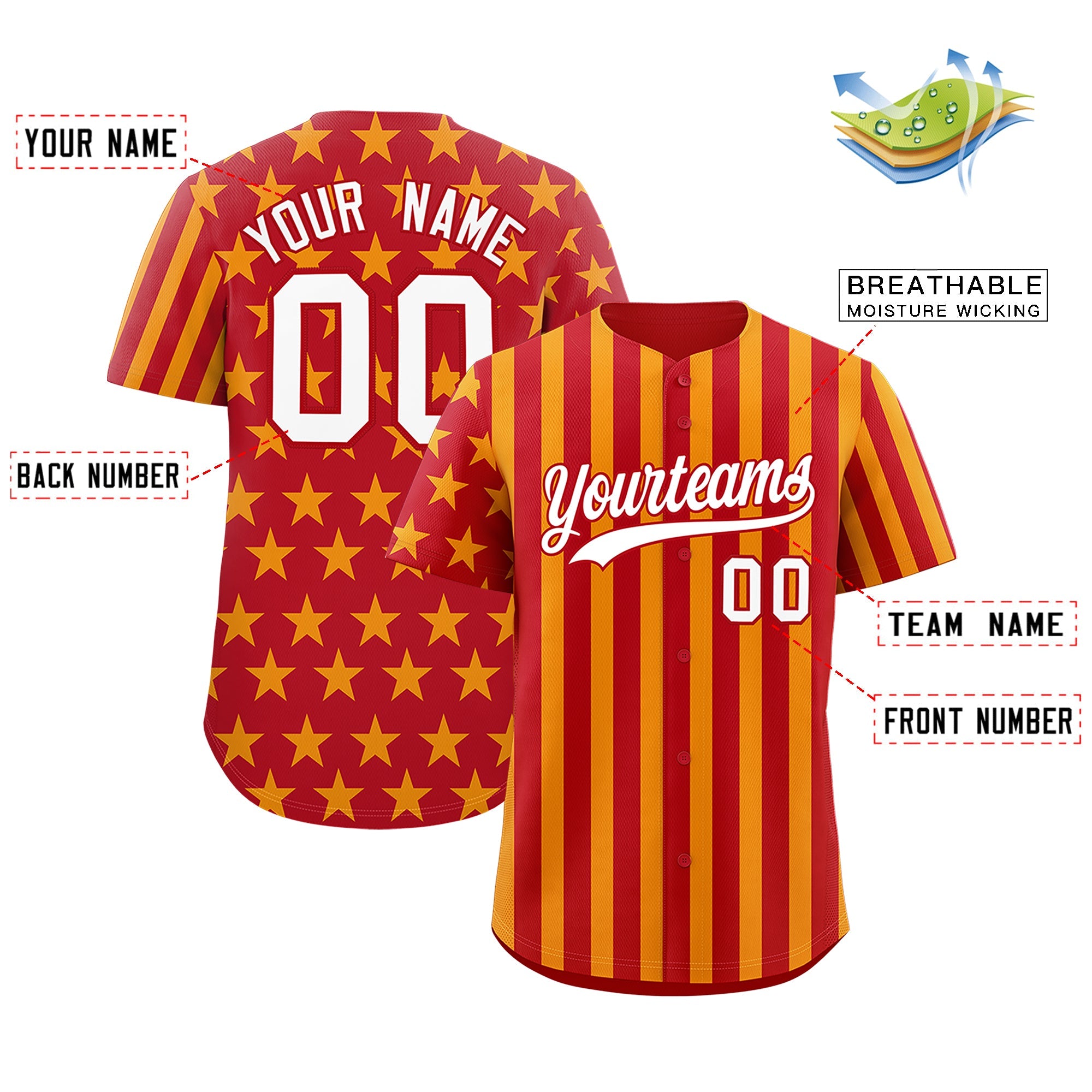 Benutzerdefiniertes Graffiti-Muster-Baseball-Trikot mit amerikanischer Flagge
