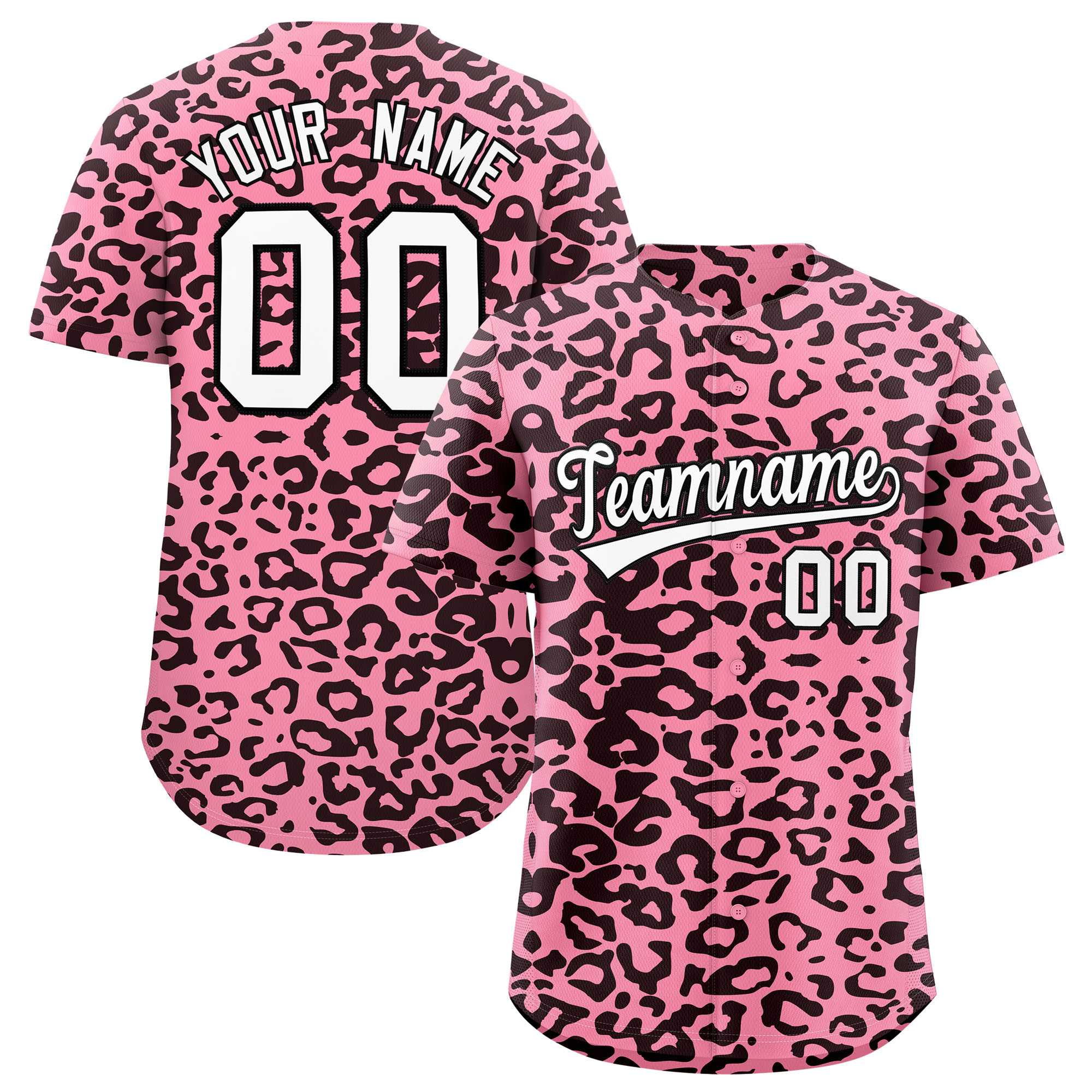 Authentisches Baseball-Trikot mit individuell gestaltetem Leopardenmuster