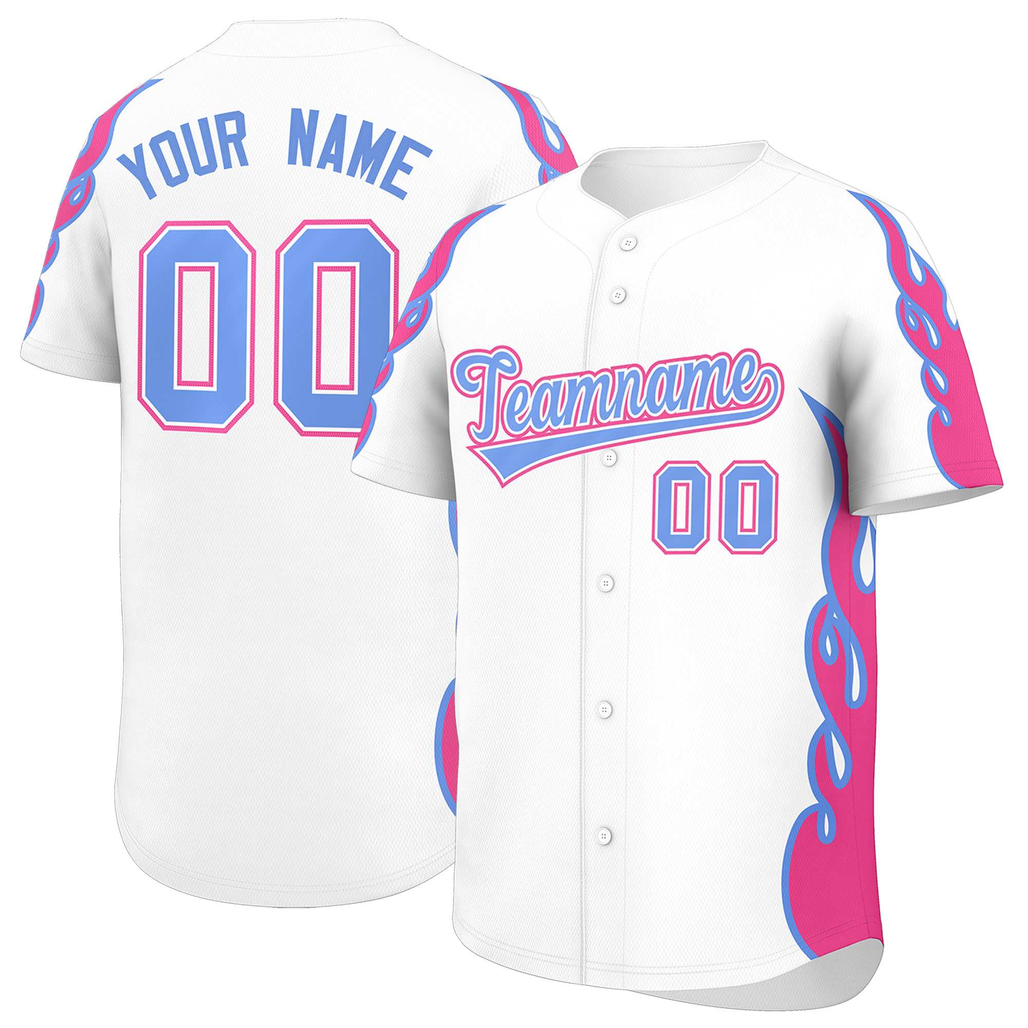 Benutzerdefiniertes Baseball-Trikot mit Seitenflammen-Umrissmuster für Sportuniformen
