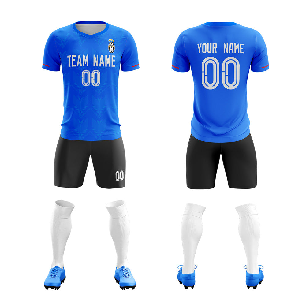 Benutzerdefinierte blau-schwarze Trainings-Männer-Uniform-Fußball-Sets-Trikot