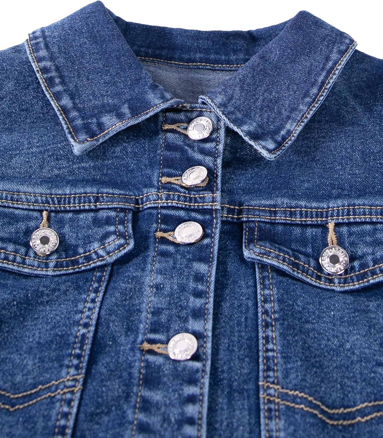 Women's Cropped Denim Jackets 3-Quarter Button Down Short Jean Jacket