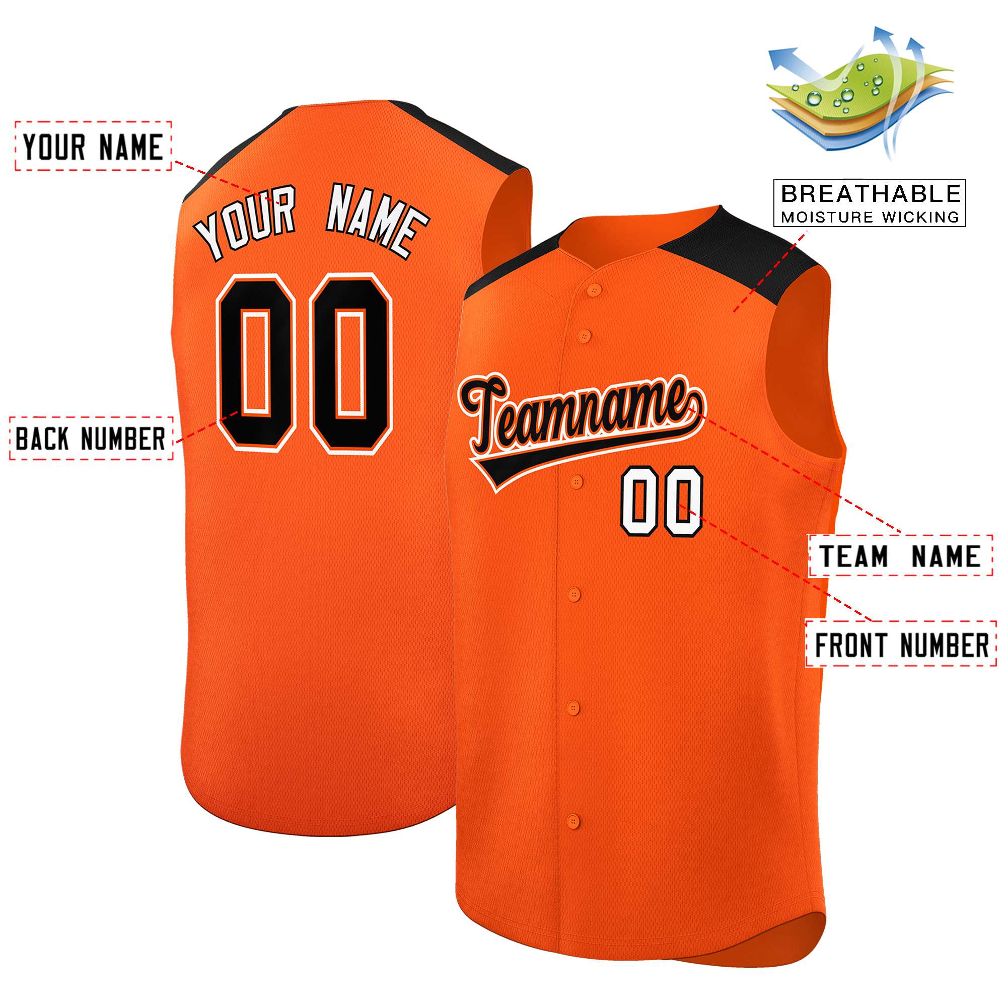 Benutzerdefinierte personalisierte klassische authentische ärmellose Baseball-Trikot