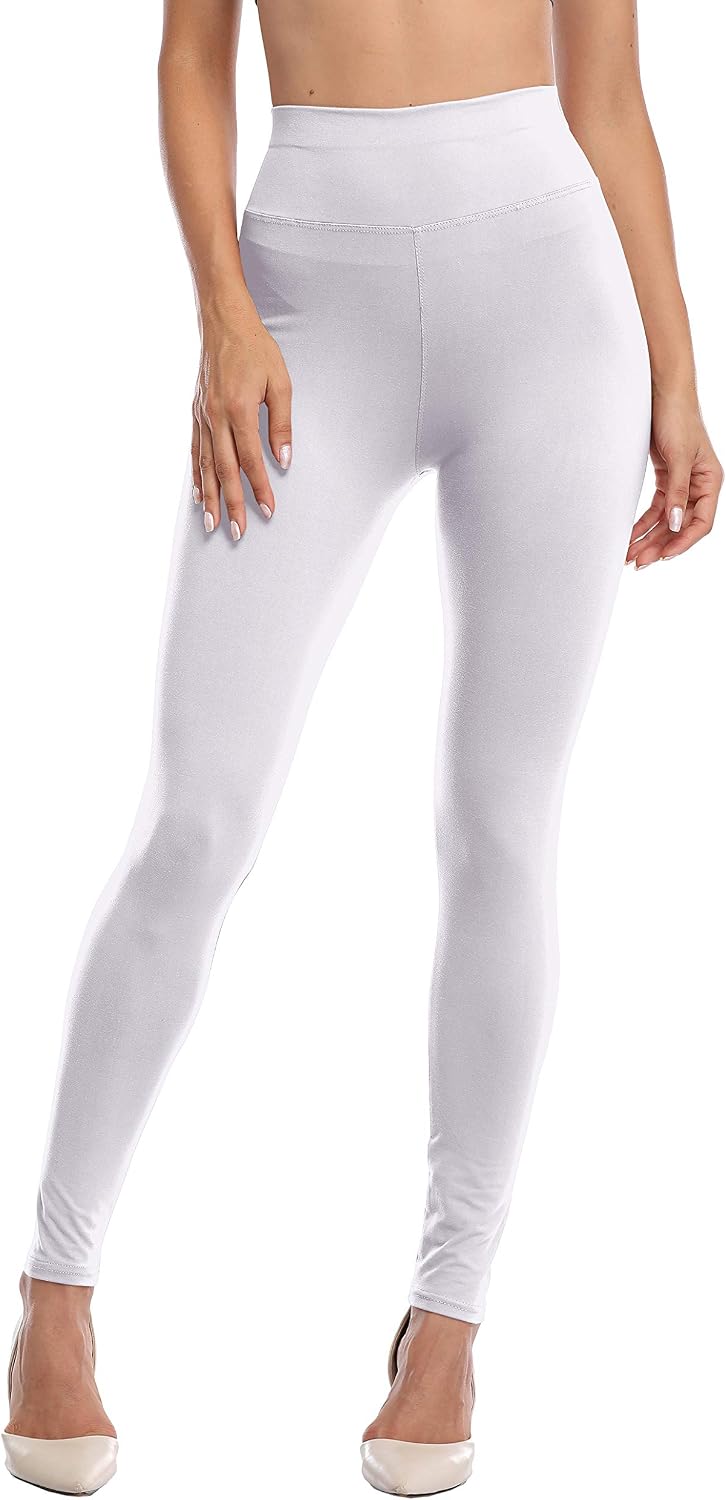 Women's High Waist Stretchy Full Length Leggings (White)