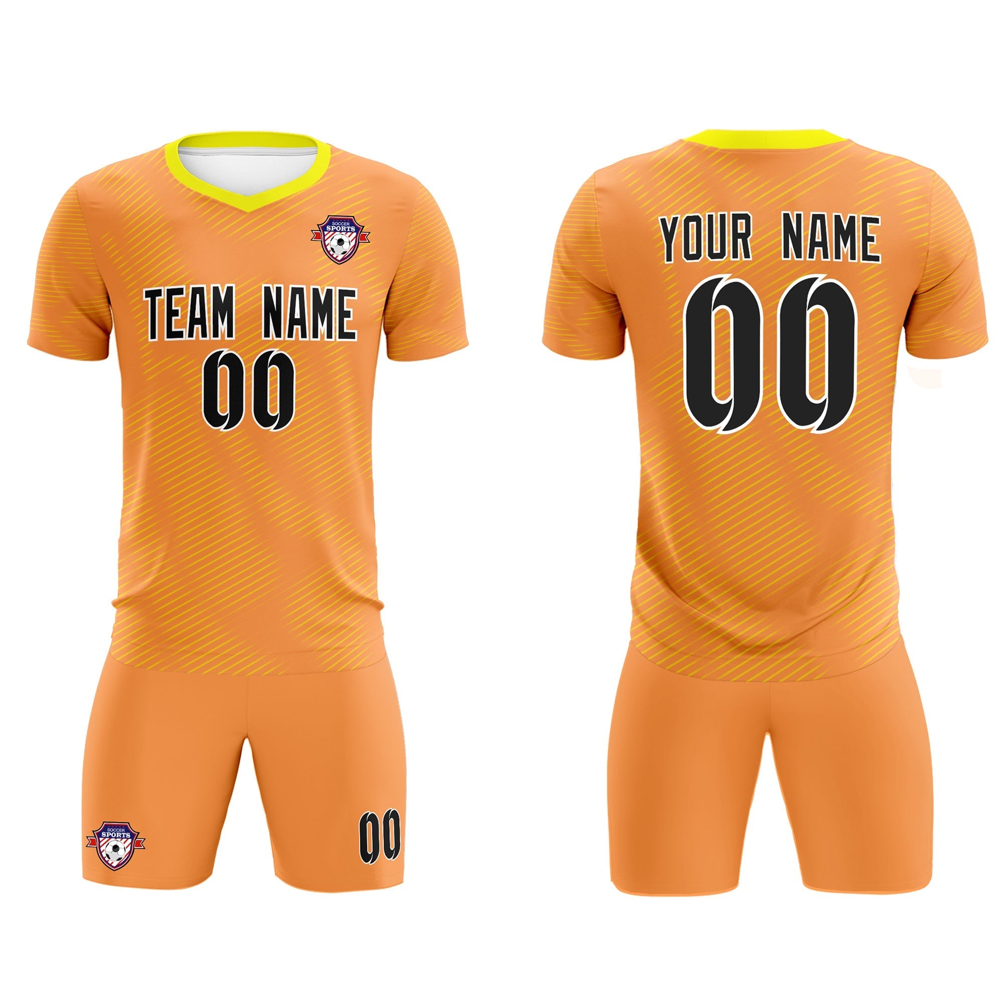 Benutzerdefinierte hellorange-goldene Trainingsuniform für Herren-Fußball-Sets-Trikot
